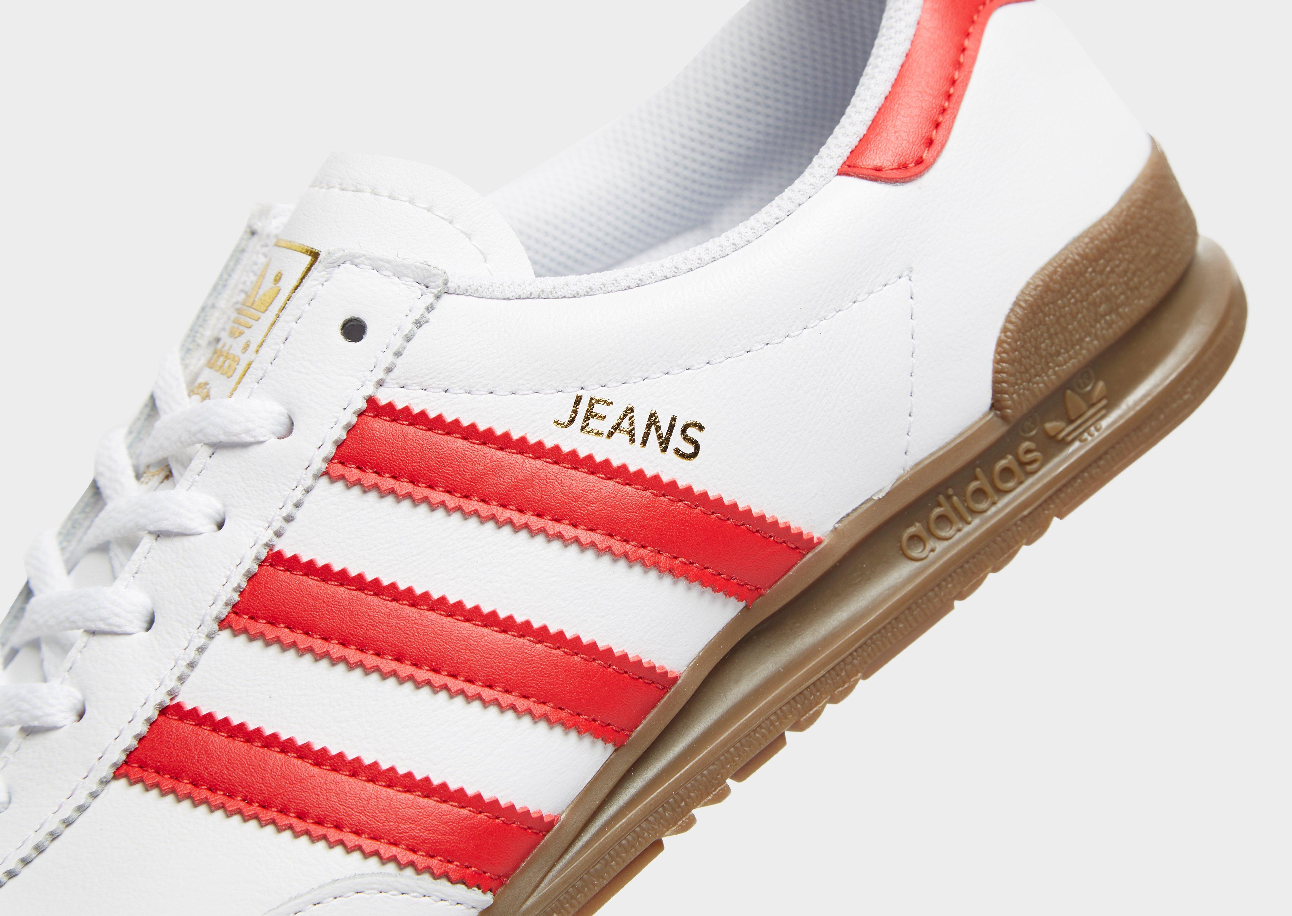 adidas jeans white red