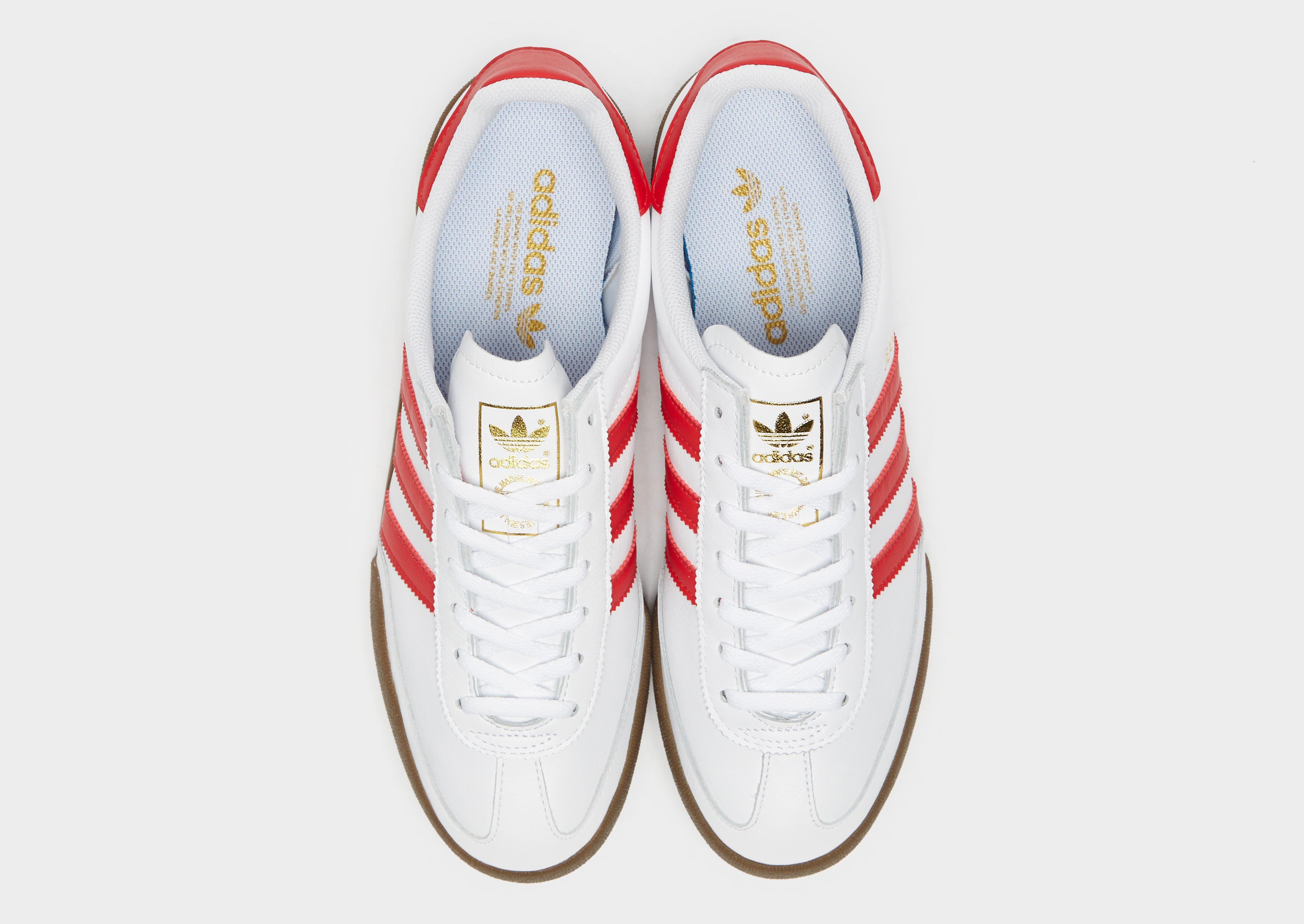 adidas jeans white red