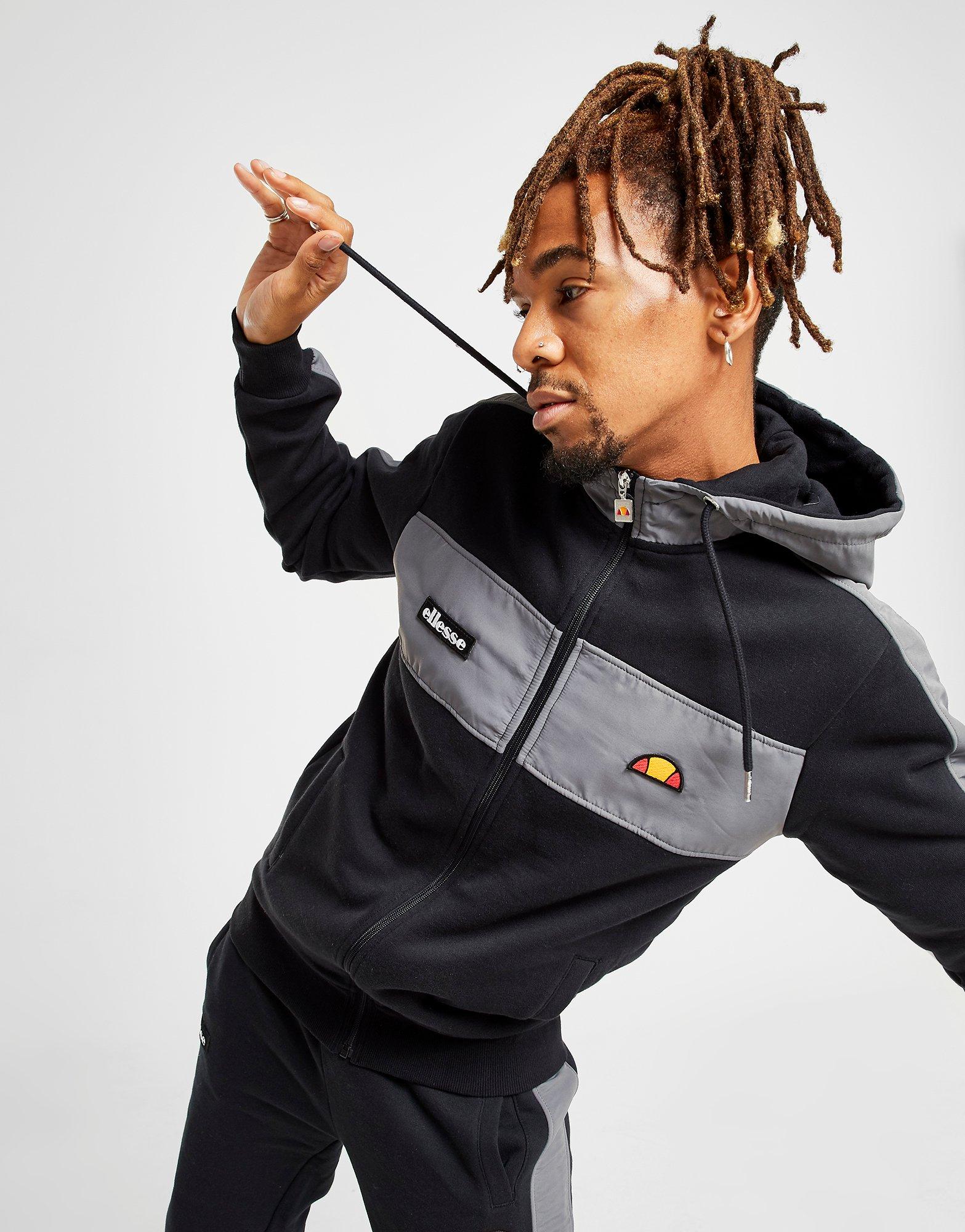 ellesse piping panel full zip hoodie