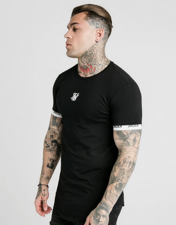 Buy Black SikSilk Logo Tech Tape TShirt JD Sports JD Sports Ireland