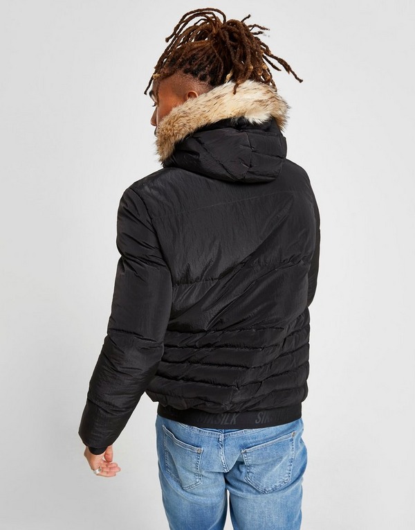 Nero Sik Silk Uomo Parka Imbottito Lucido