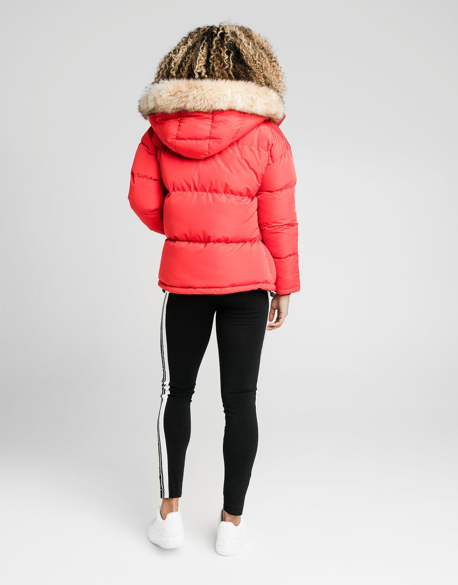 siksilk fur hood padded jacket