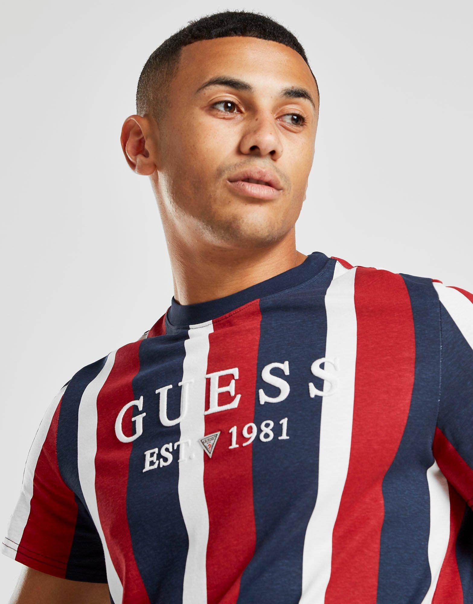 guess vertical striped t shirt