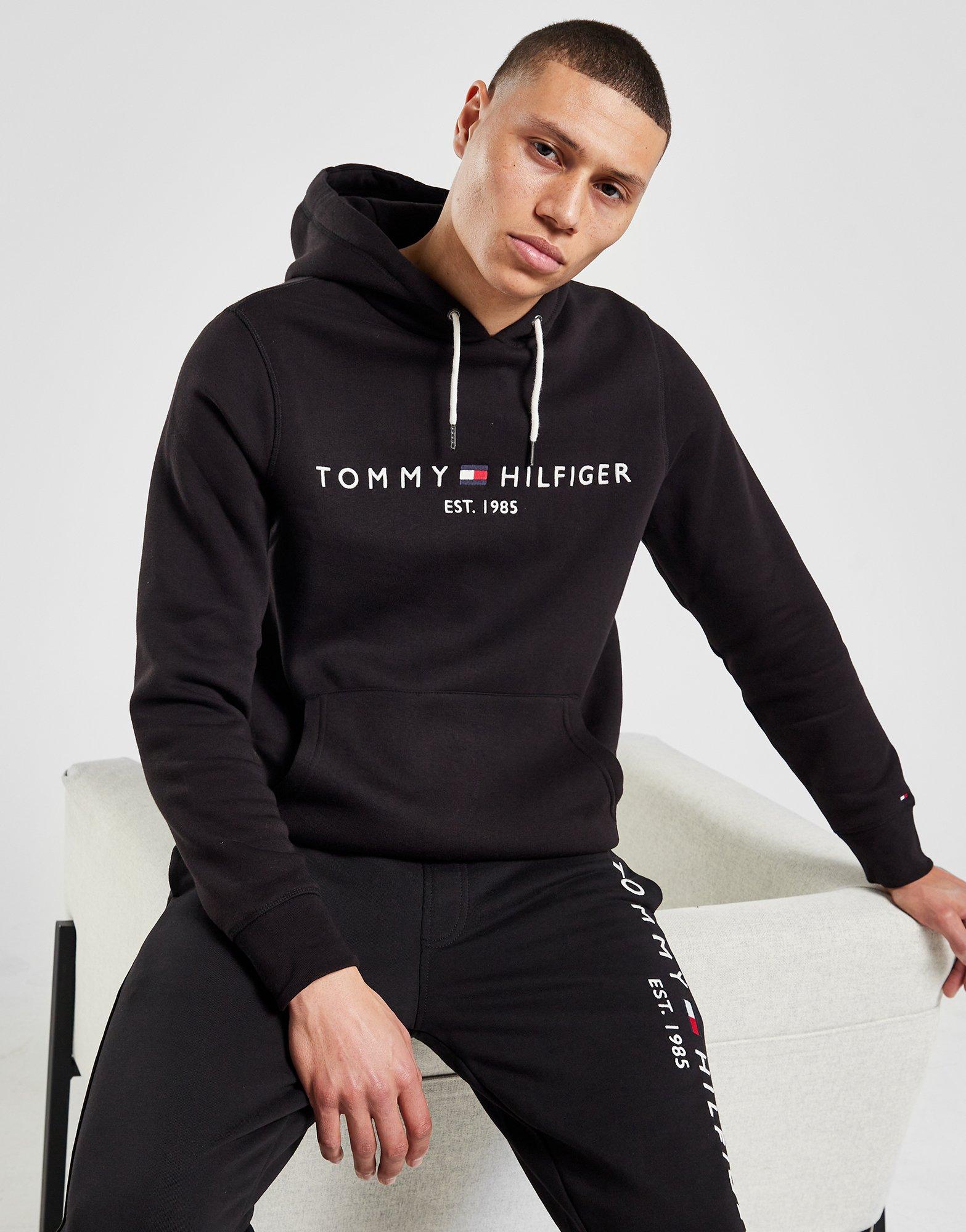 Black Hilfiger Logo Hoodie | Sports Malaysia