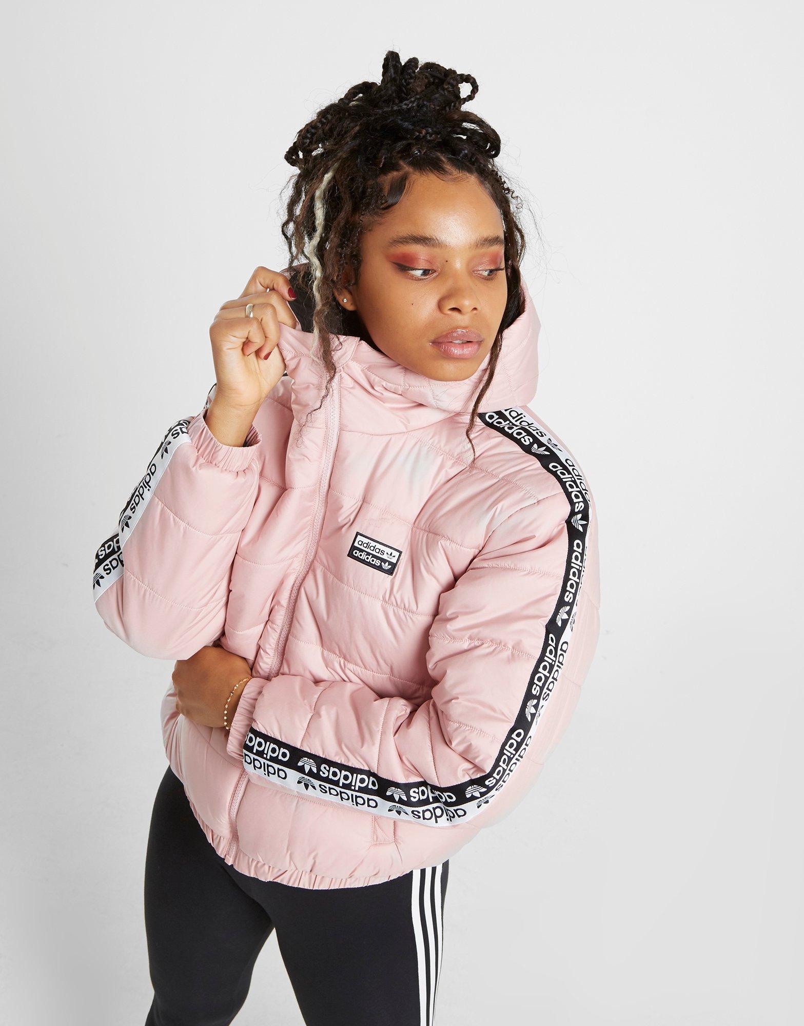 Adidas pink 2025 tape hoodie