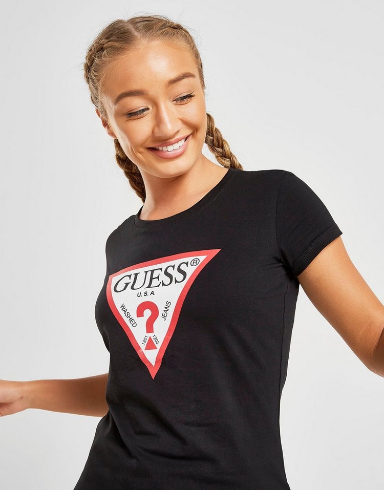 Buy Black GUESS Triangle Logo T-Shirt | JD Sports