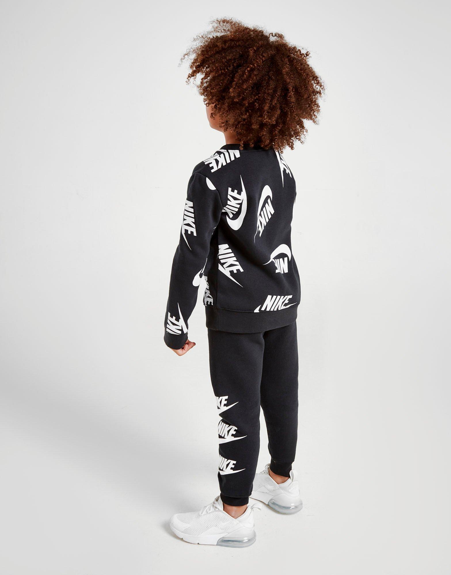 nike all over print crew tracksuit children