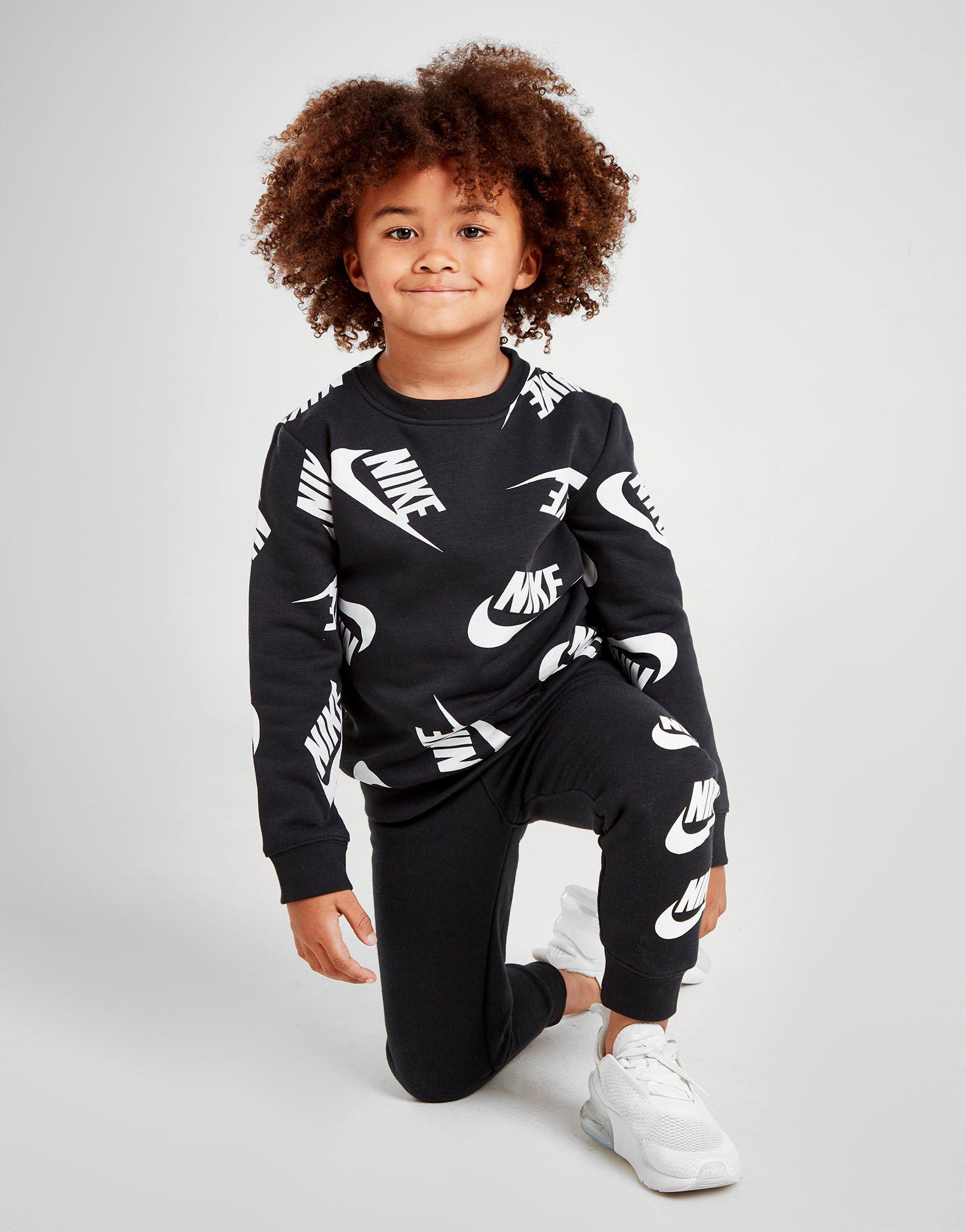 nike all over print crew tracksuit children