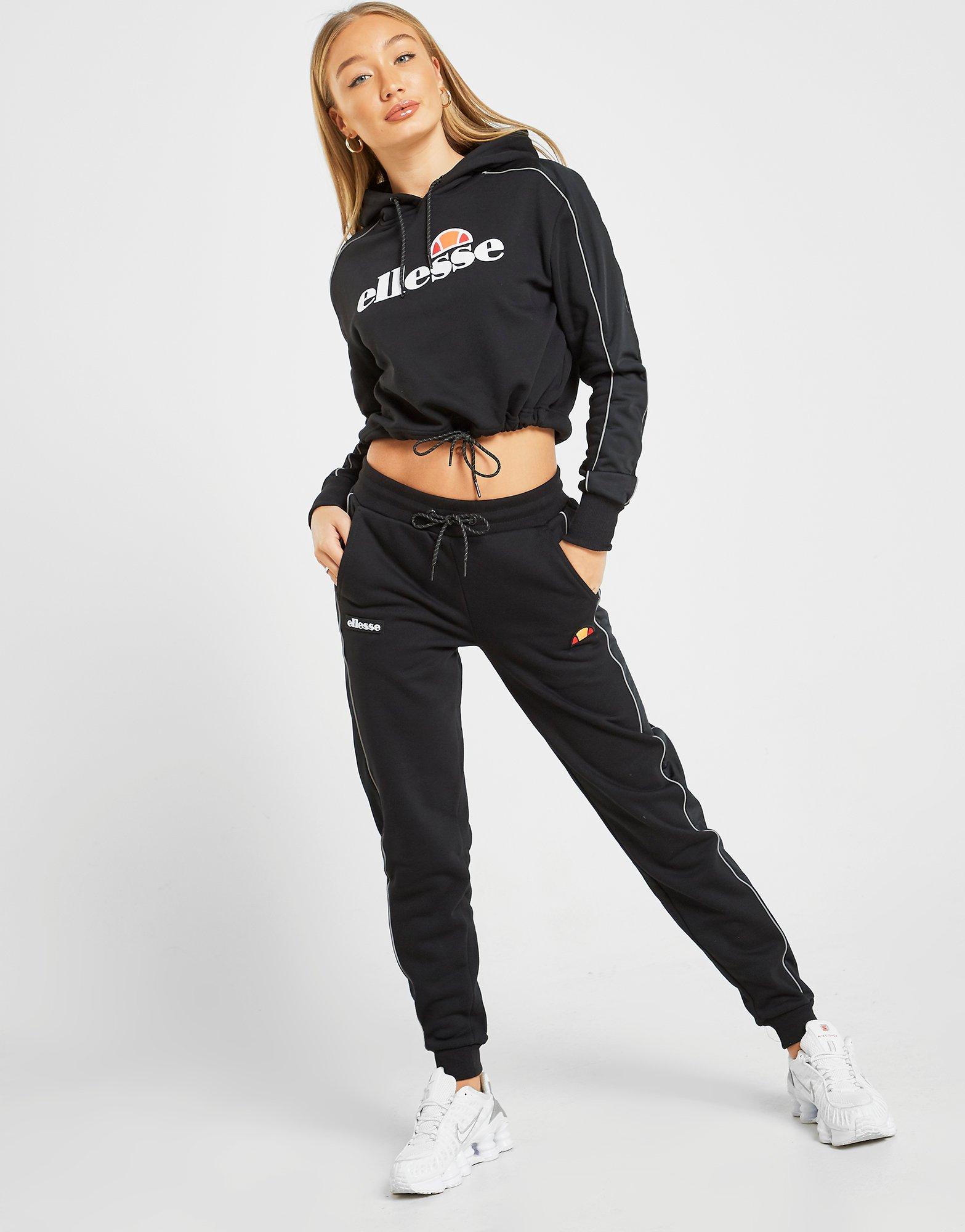 ellesse piping panel crop hoodie