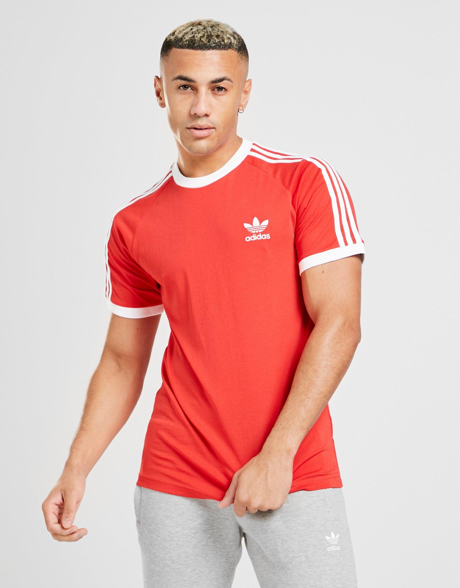 adidas 3 stripes t shirt red