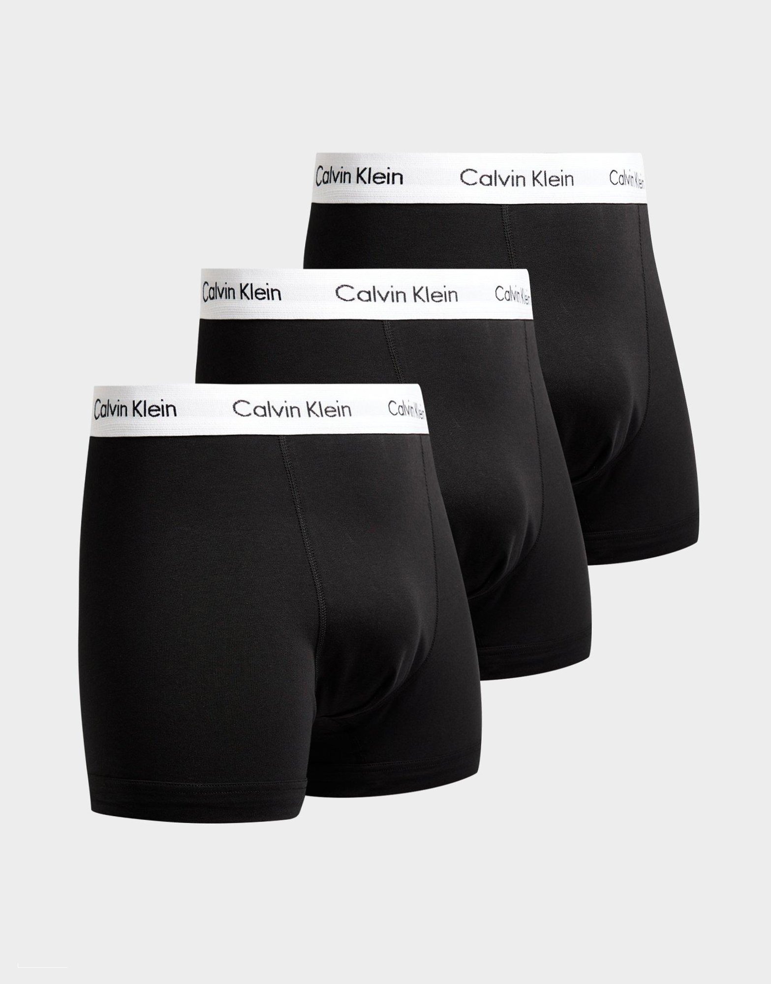 Buy Black Calvin Klein Underwear 3 Pack Trunks