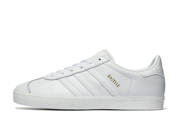 adidas originals gazelle trainers in white leather with gum sole