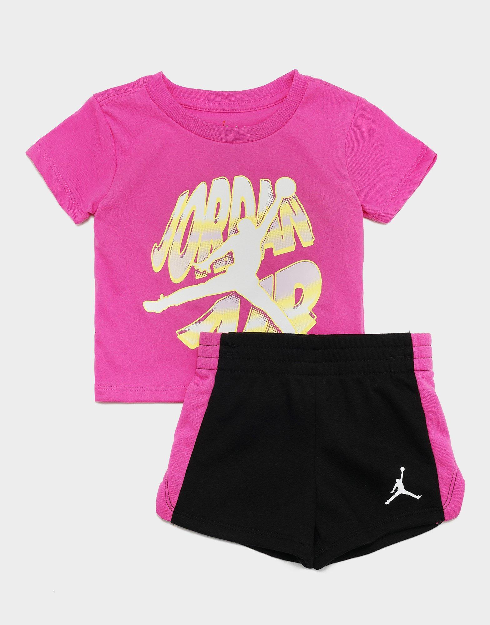 pink and white jordans shirt