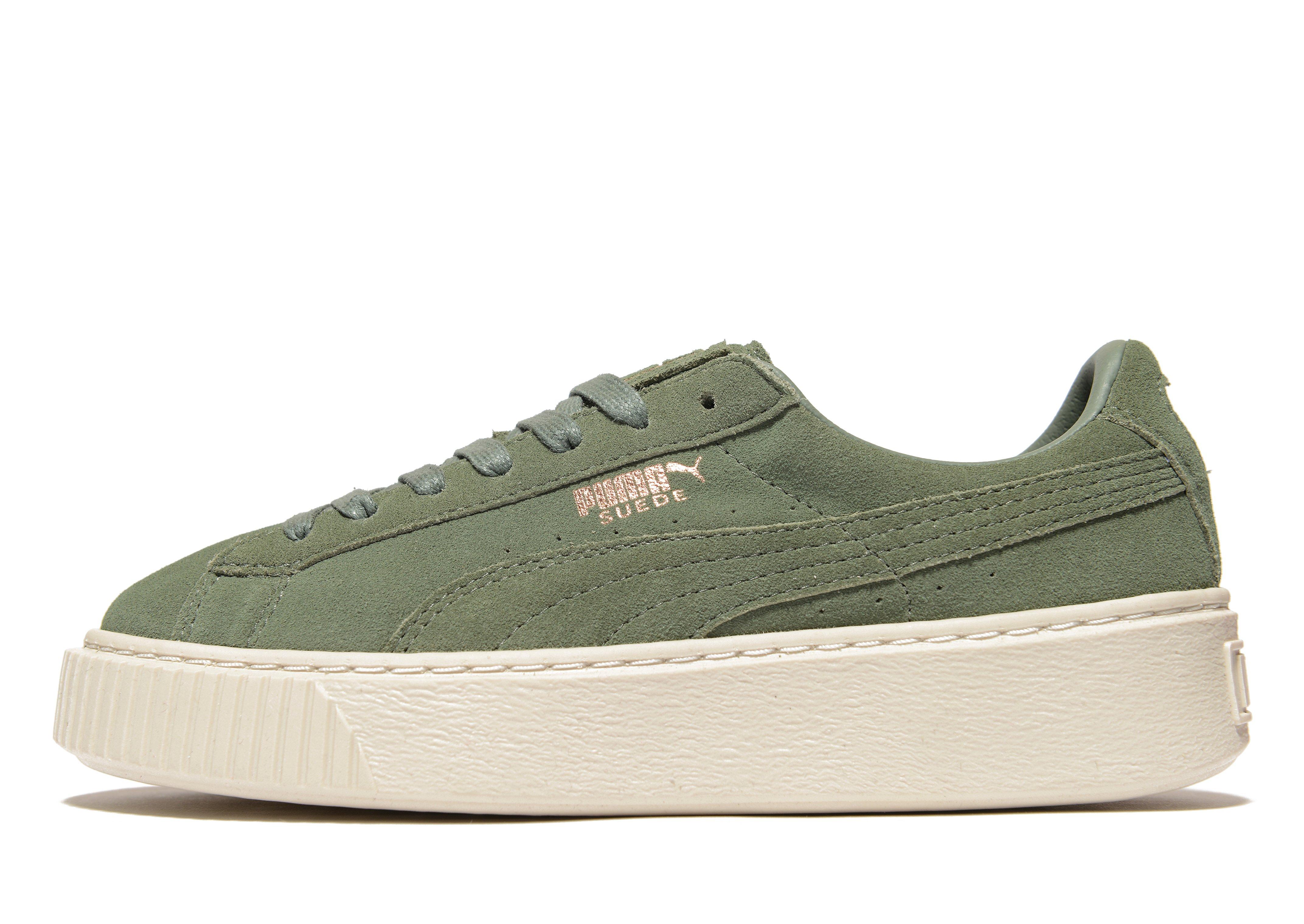 puma suede platform khaki