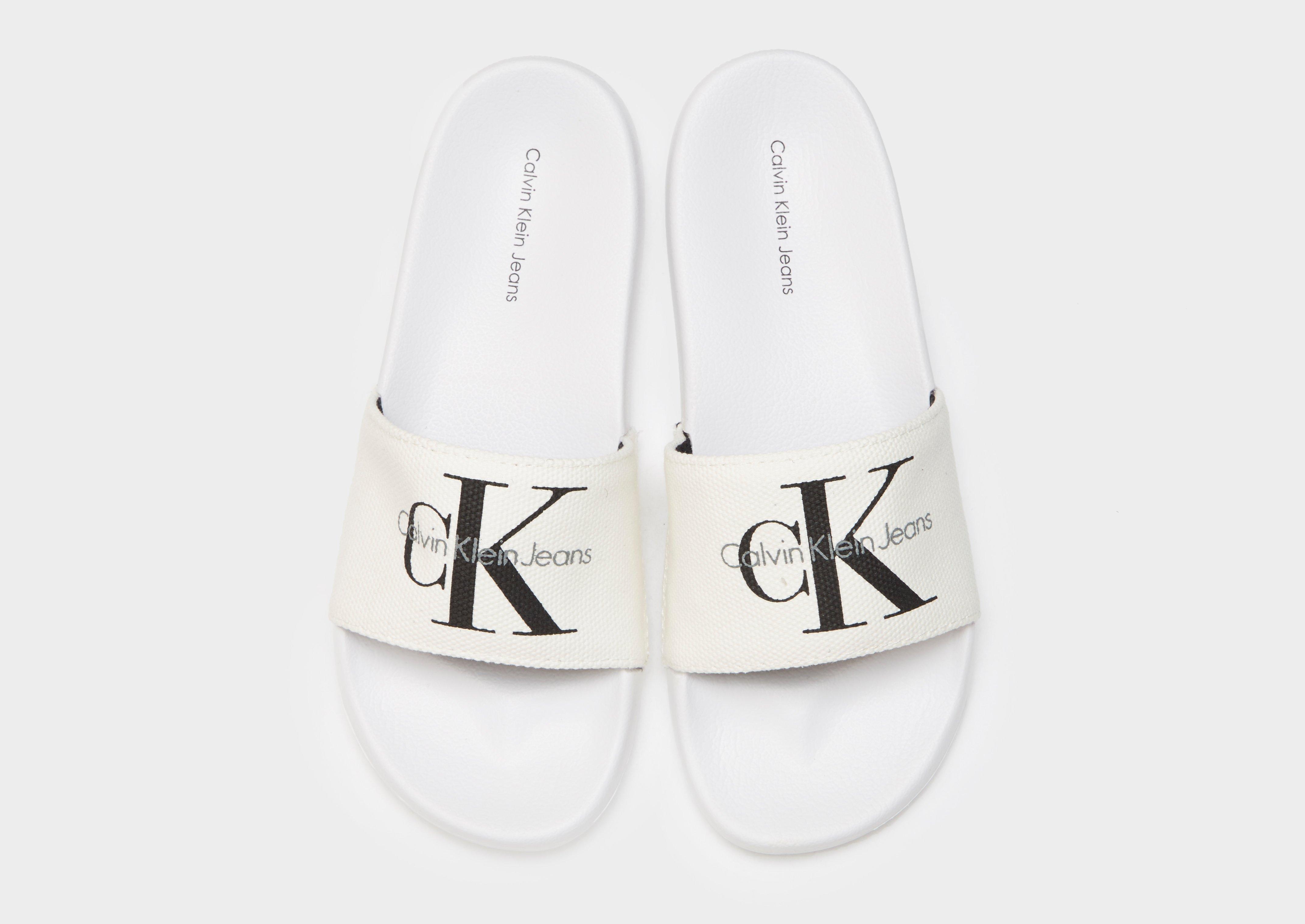 calvin klein slides women's white