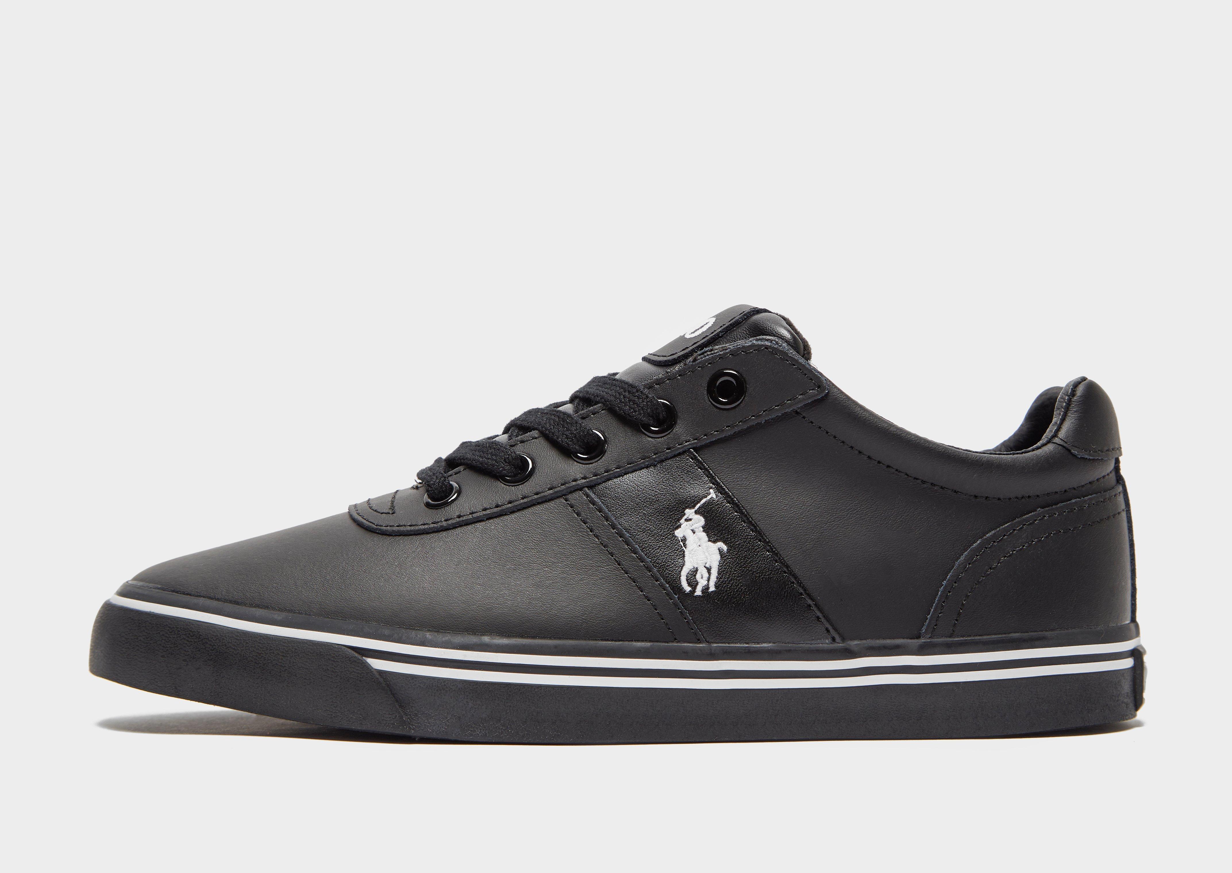 polo ralph lauren hanford leather trainers in black