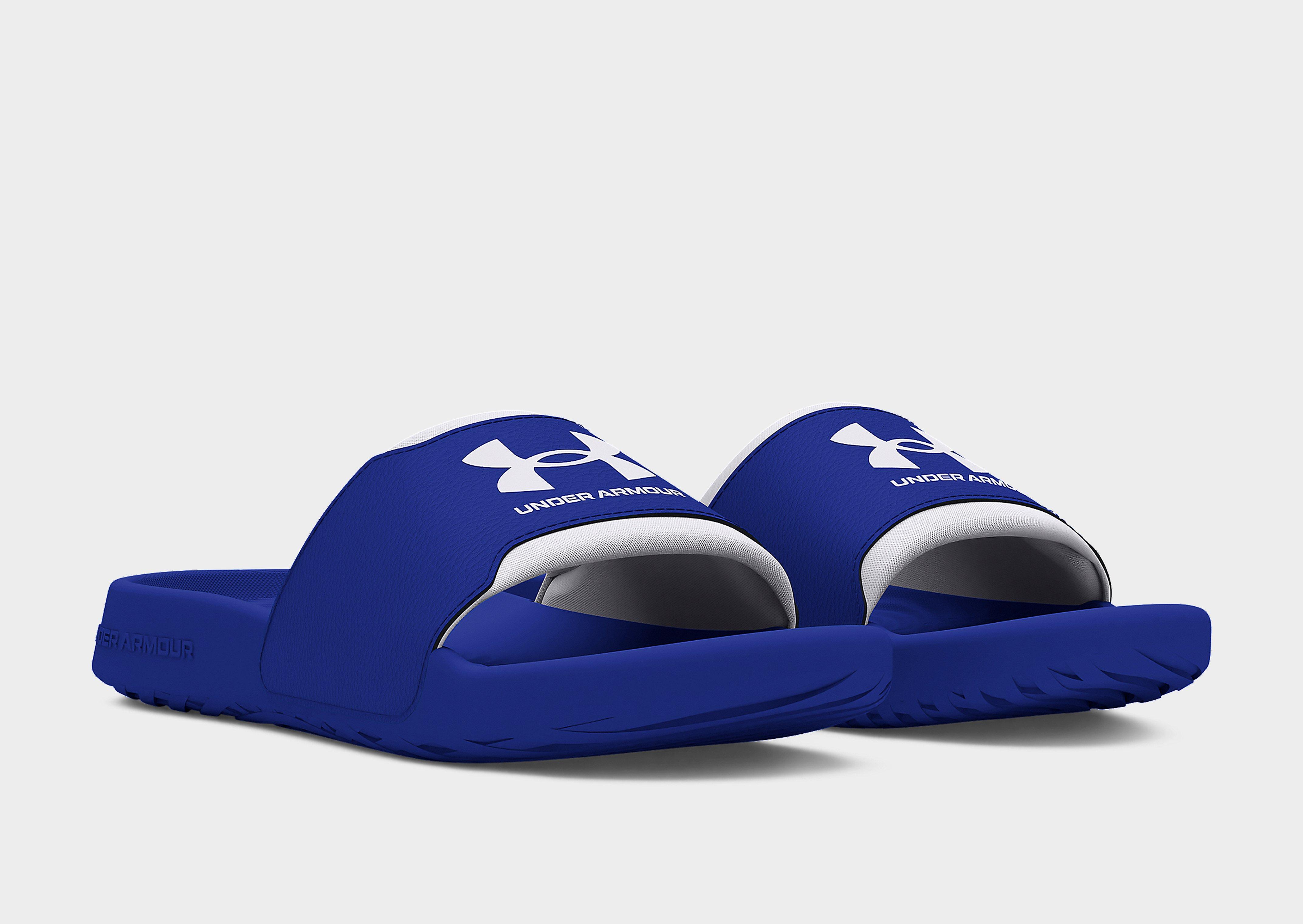 Blue under armour sale slides