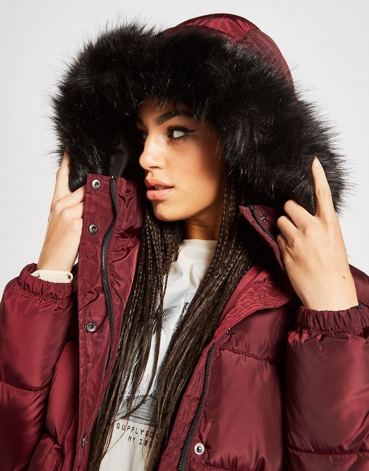 Buy Red Supply & Demand Logo Fur Hood Puffer Jacket JD Sports JD