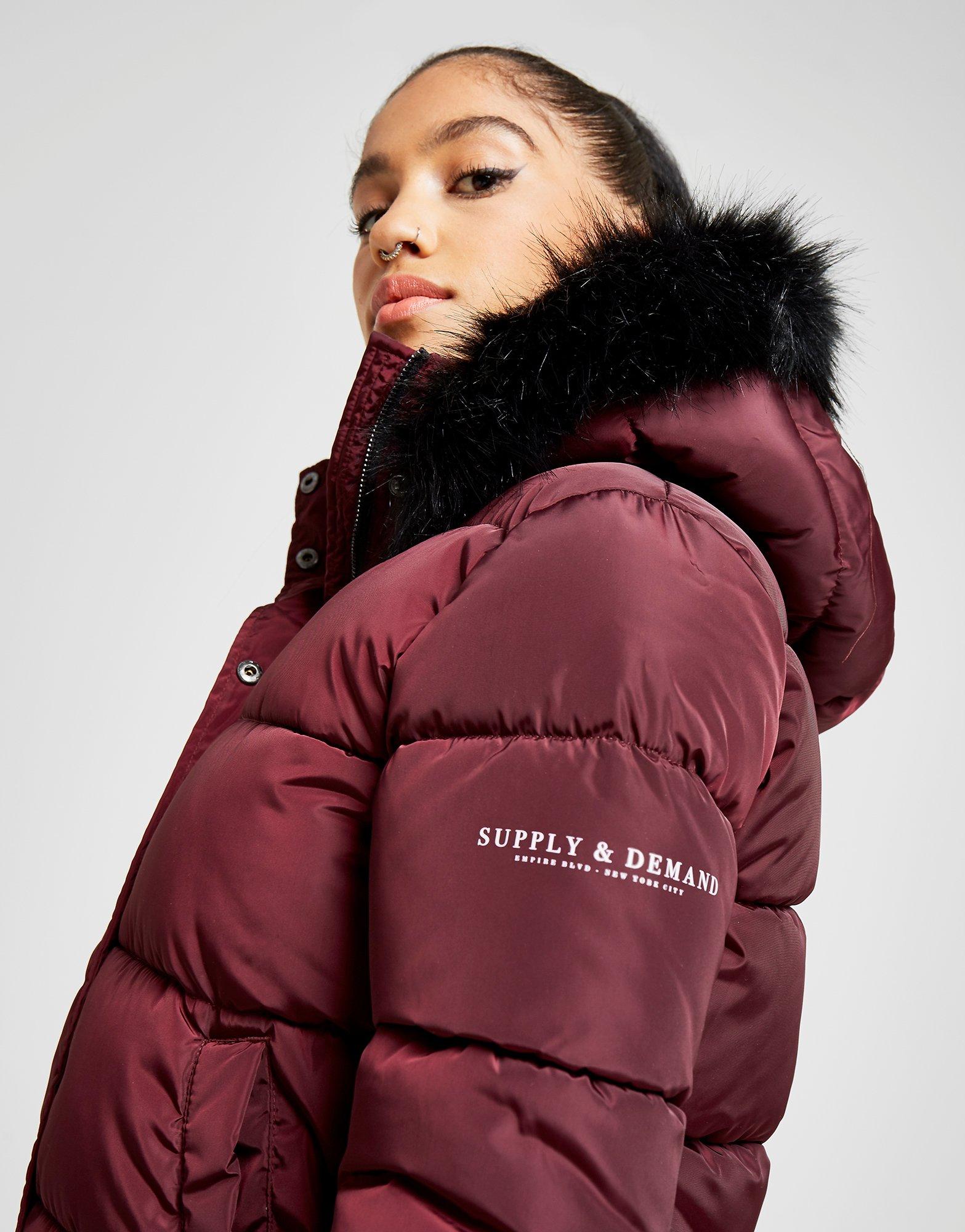 red puffer jacket with hood