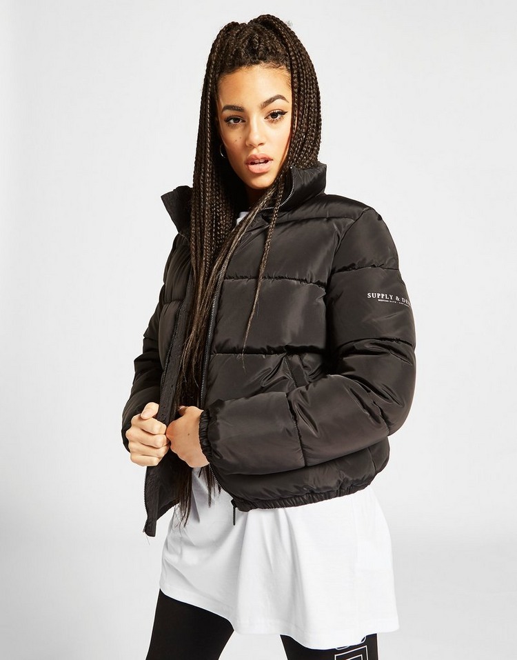 Buy Black Supply & Demand Logo Puffer Jacket | JD Sports | JD Sports ...