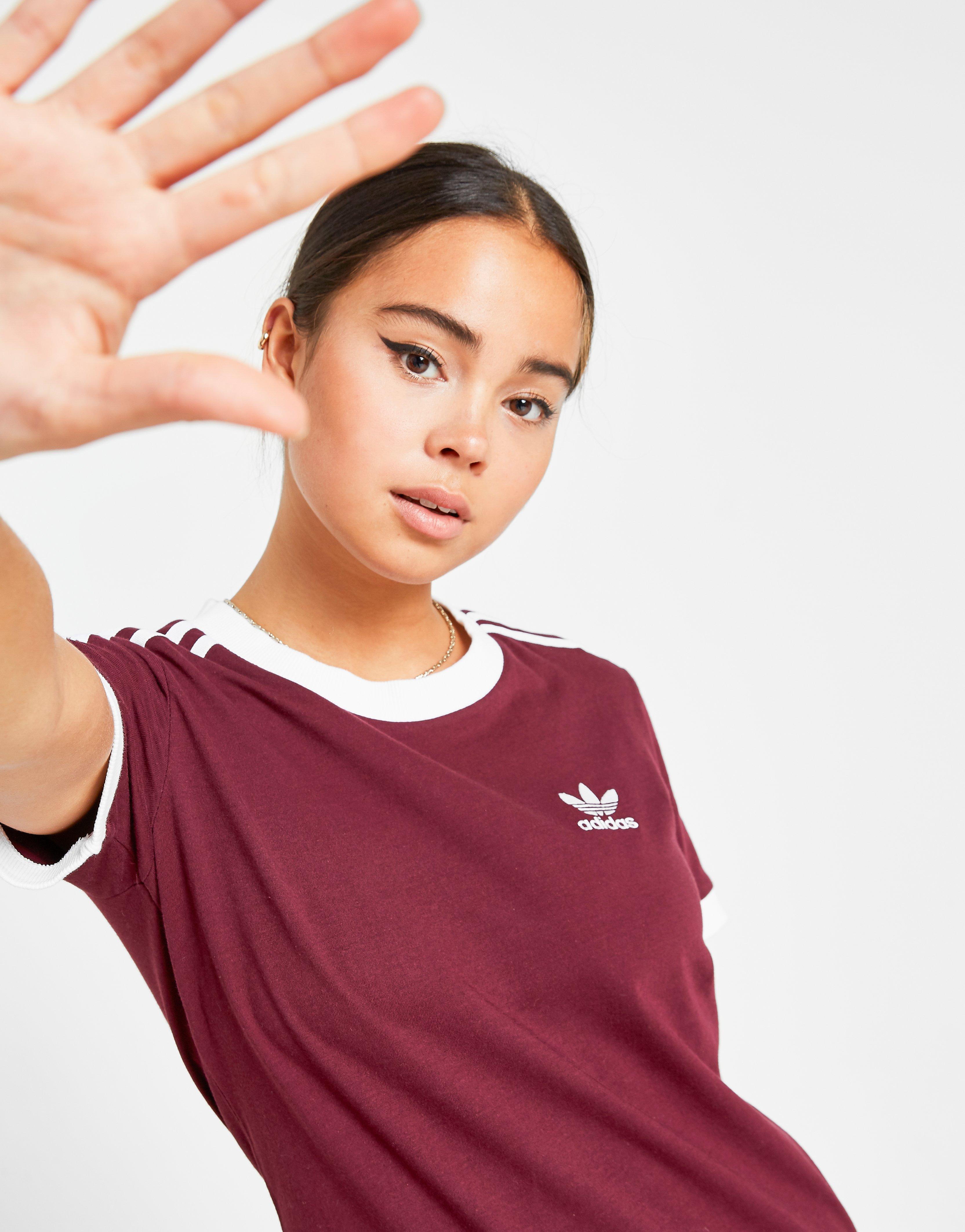 adidas 3 stripes t shirt bordeaux