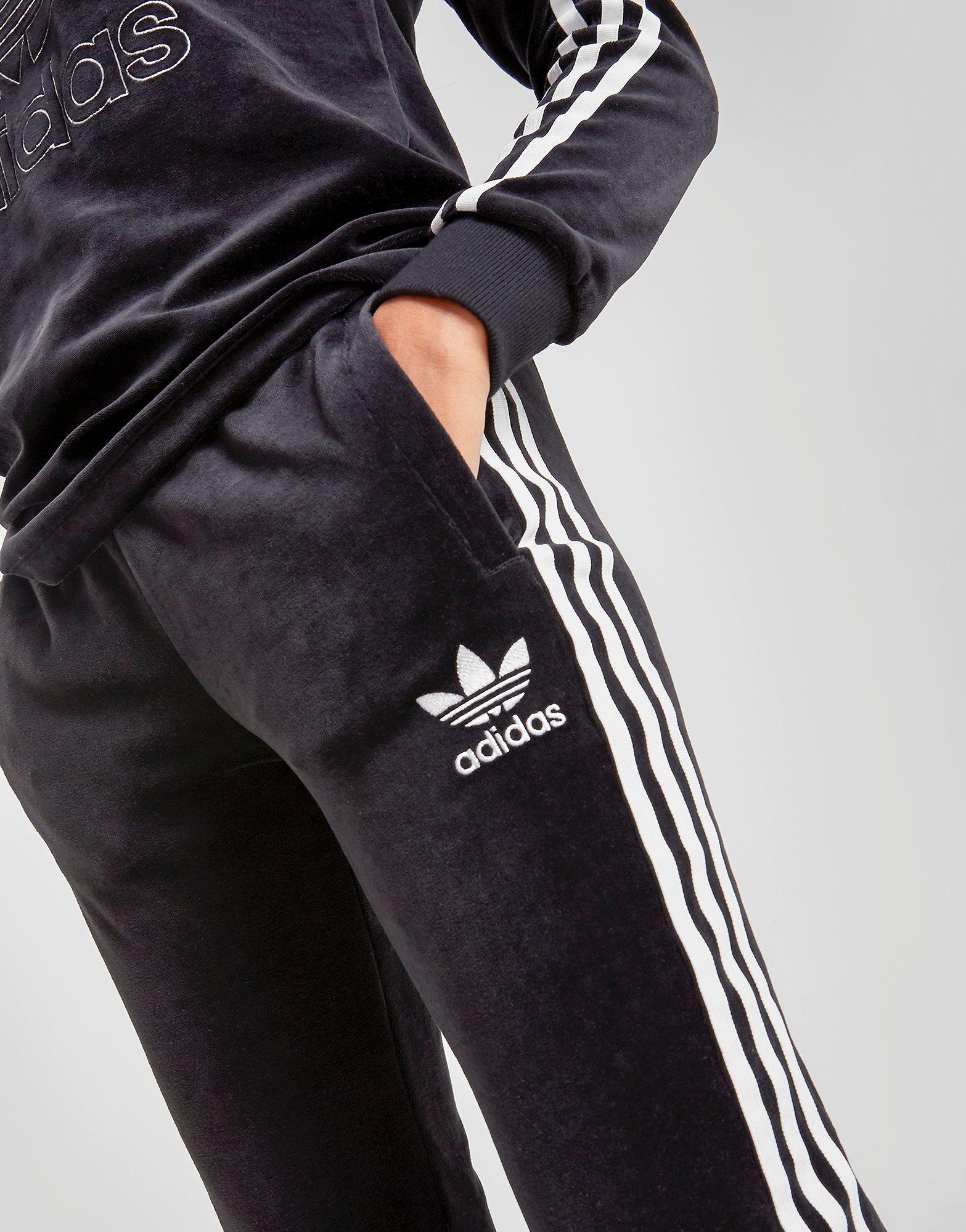 adidas black velvet tracksuit womens