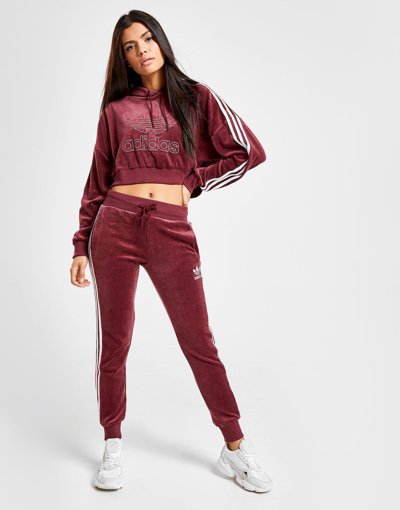 adidas originals 3 stripe velvet joggers