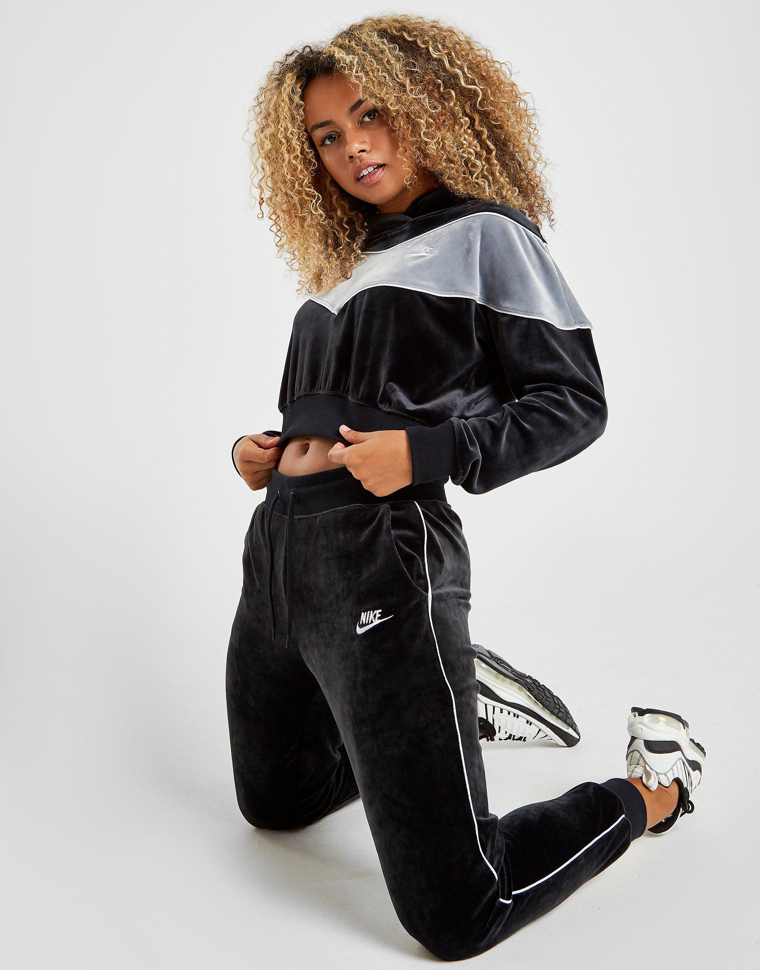 nike black velour tracksuit