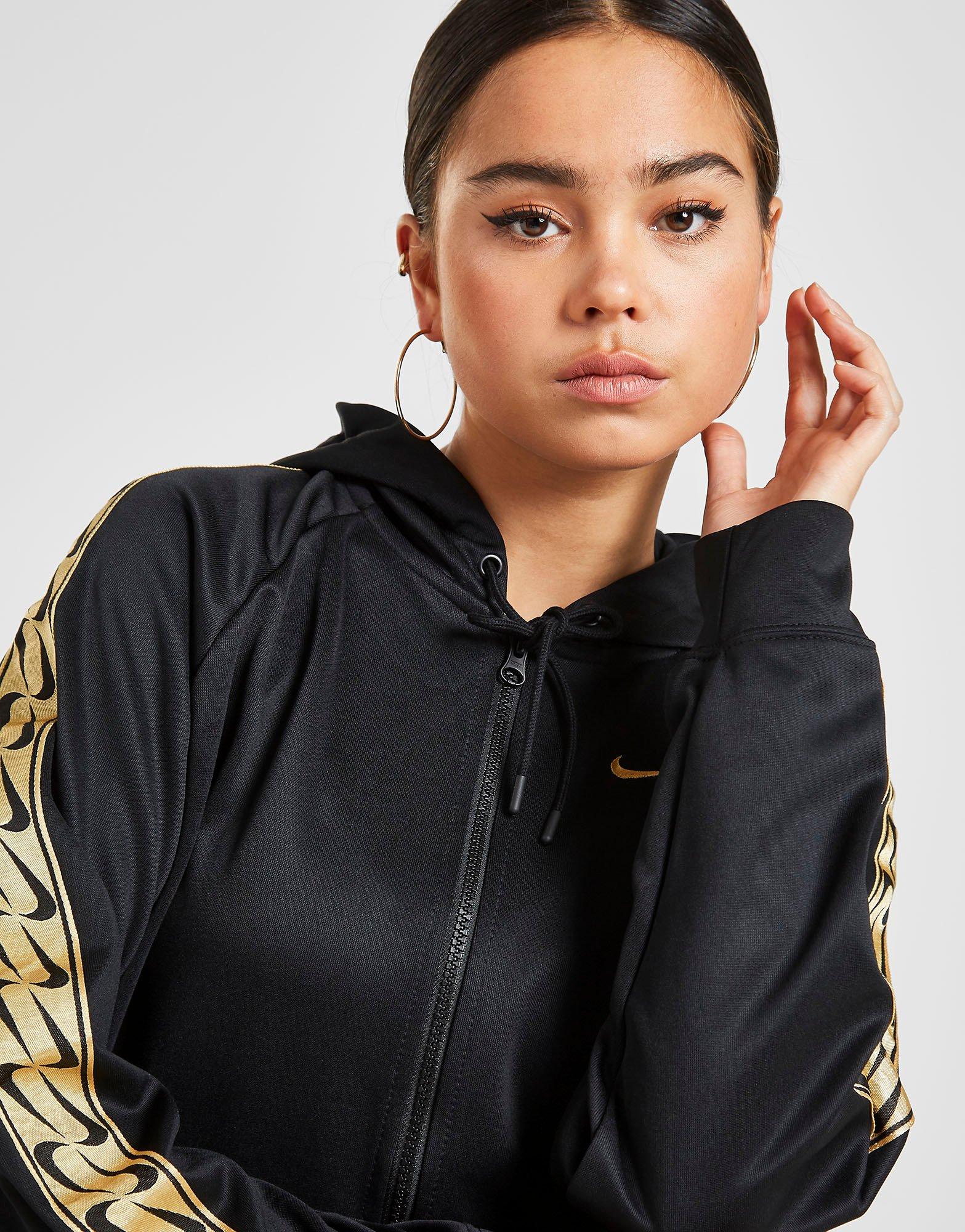 nike tape full zip hoodie black