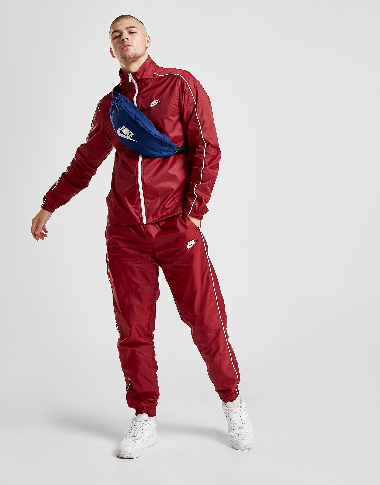 nike woven tracksuit set in red