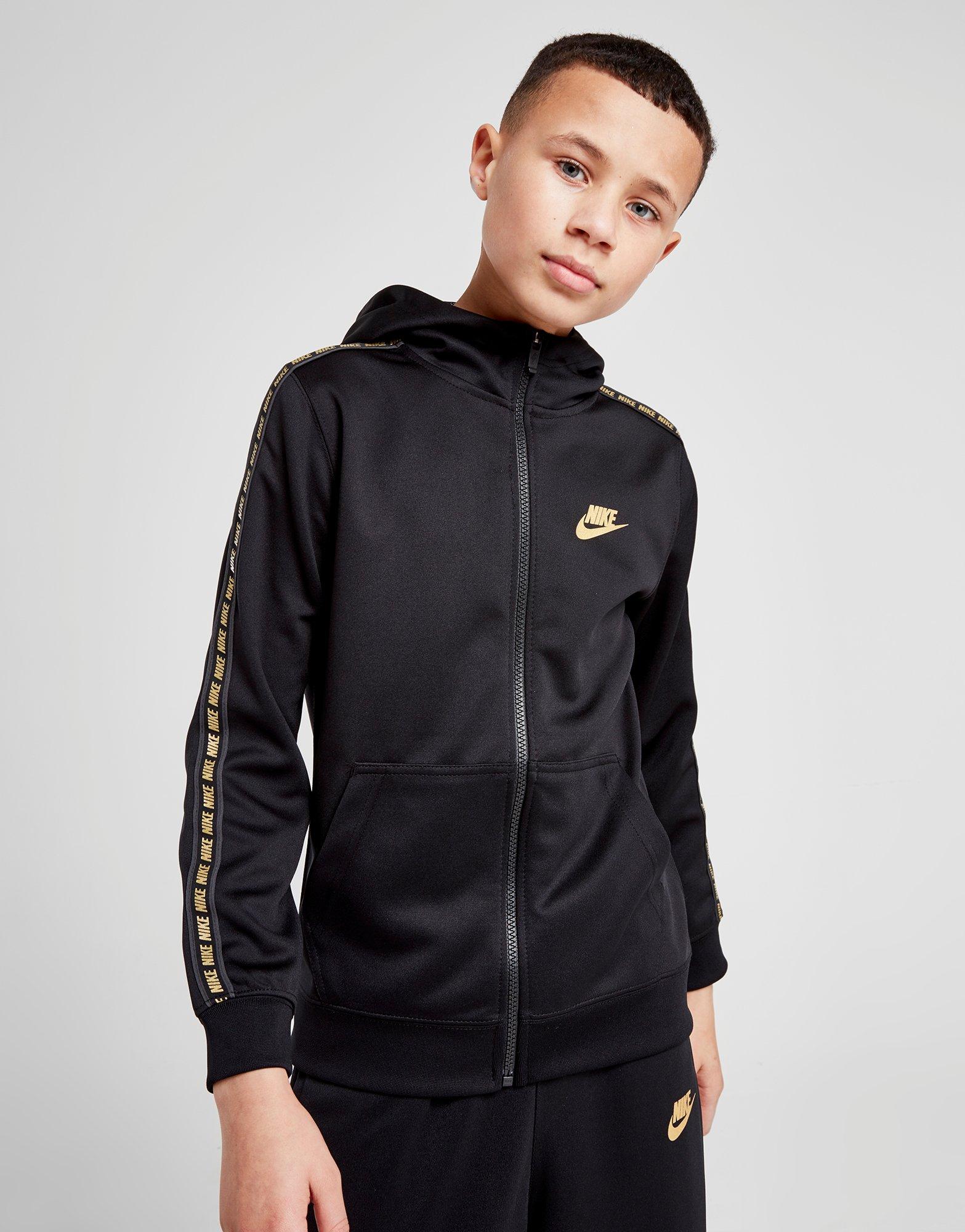nike black and gold tracksuit