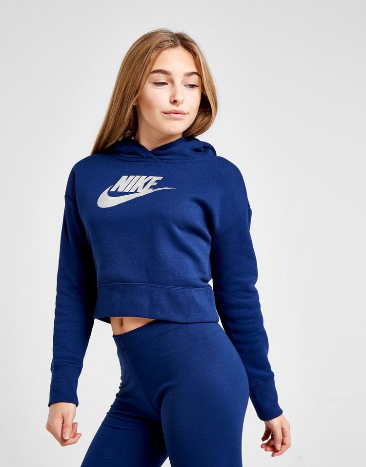 Buy Blue Nike Girls' Shine Crop Overhead Hoodie Junior | JD Sports | JD ...