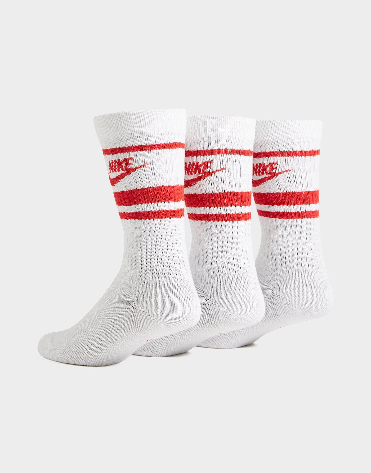 Red Nike 3 Pack Essential Crew Socks 