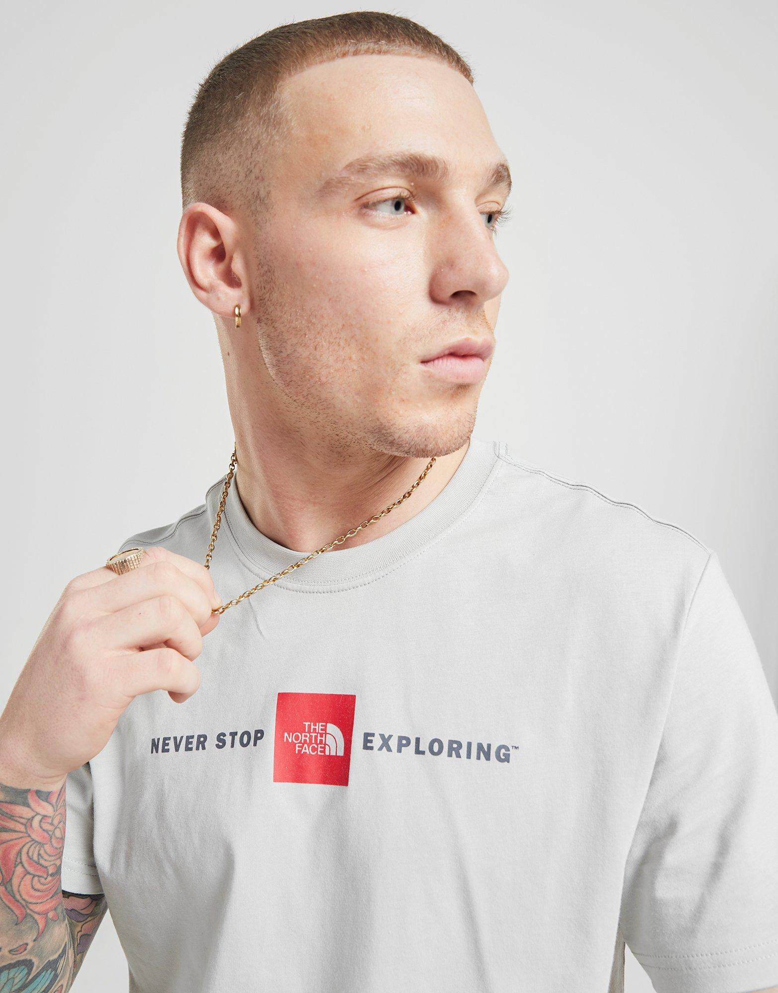 north face never stop exploring t shirt grey