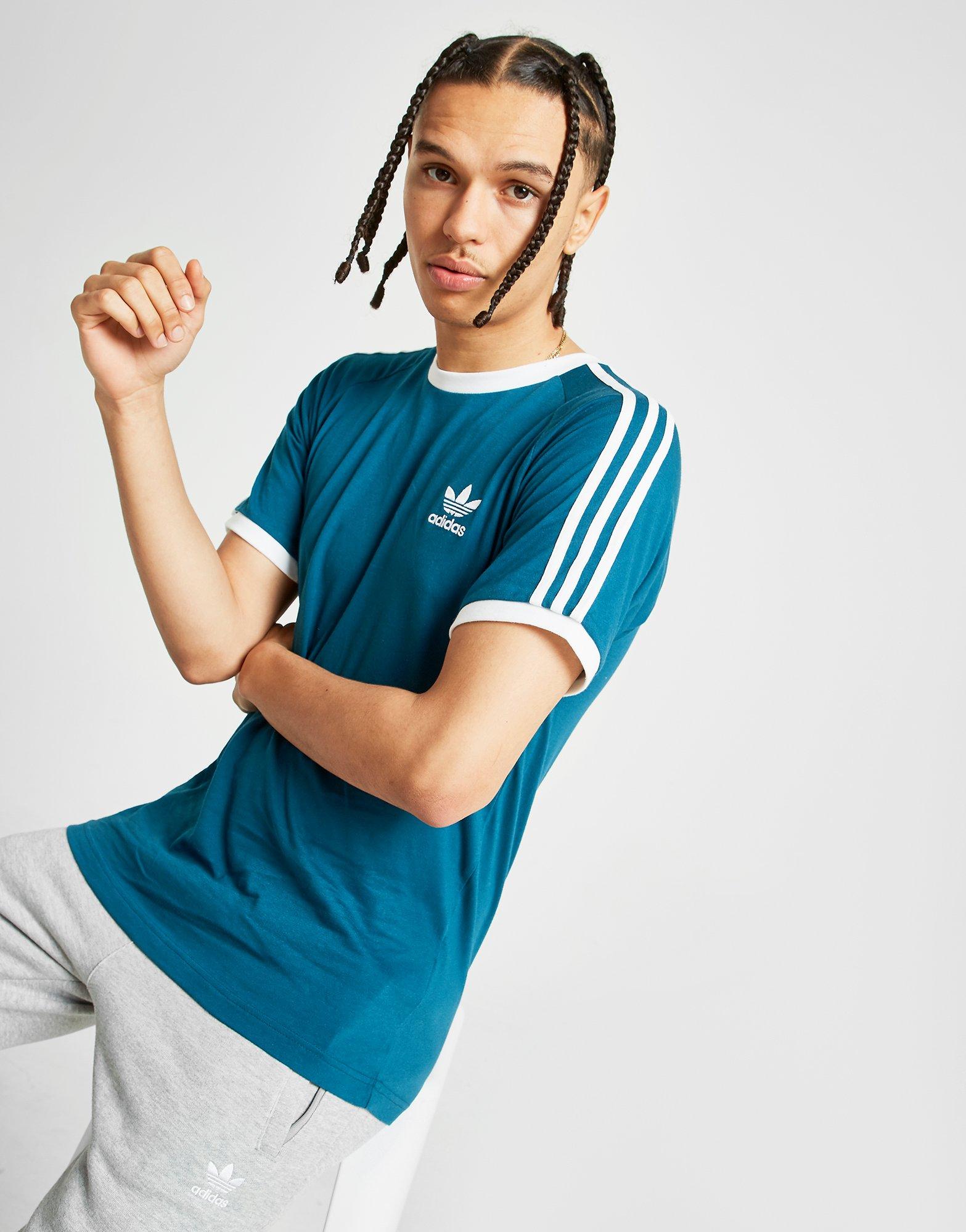 adidas originals california 3 stripe t shirt green