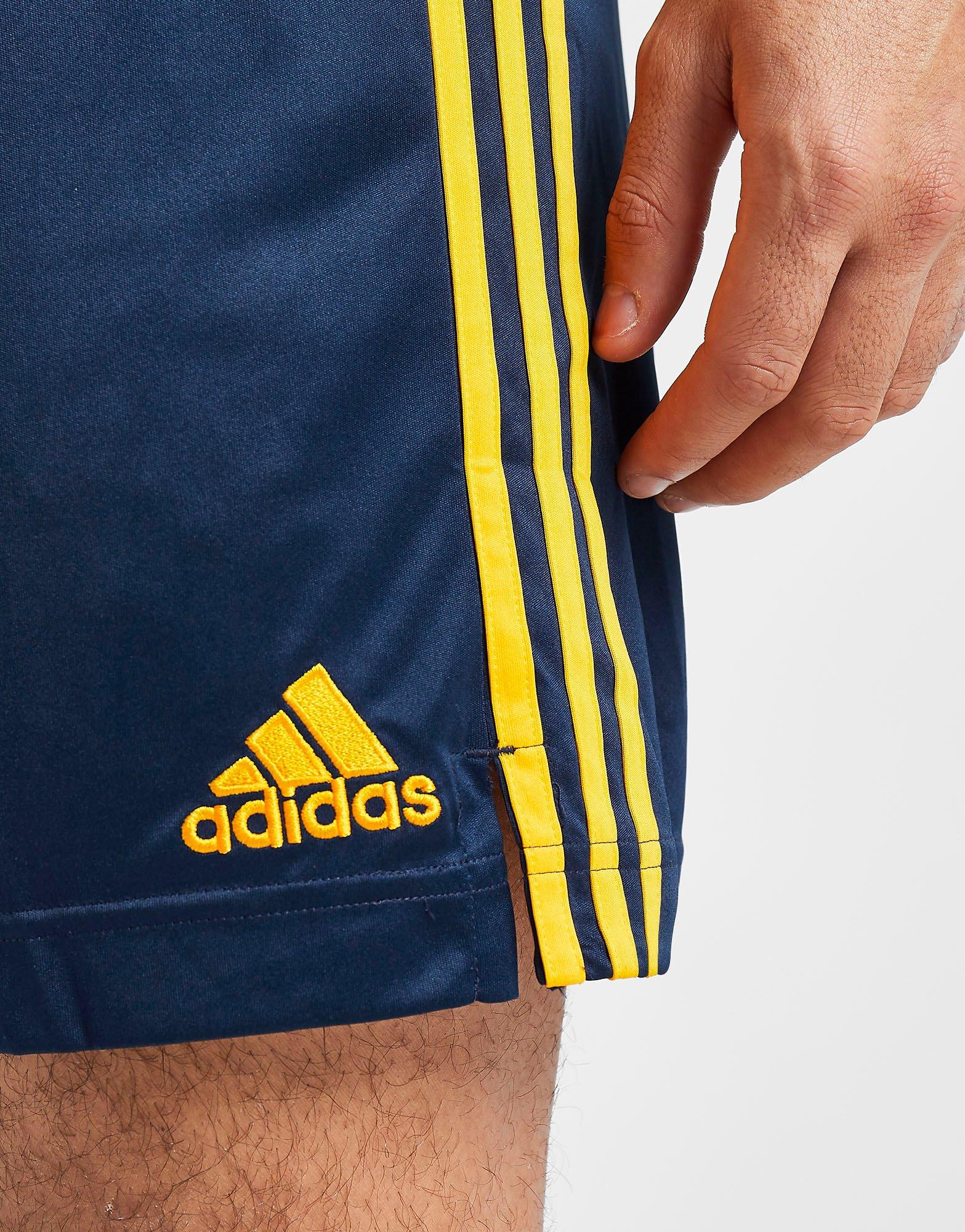 blue and yellow adidas shorts