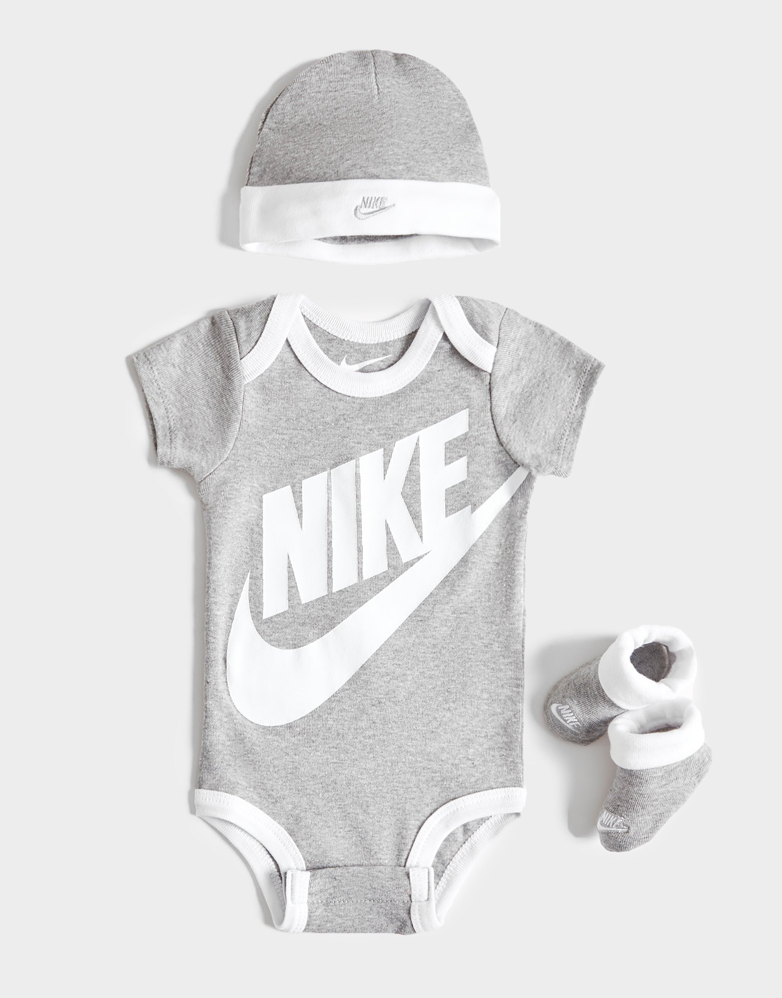 Azië Geef energie Tandheelkundig Grey Nike 3 Piece Futura Logo Babygrow Set Infant | JD Sports UK
