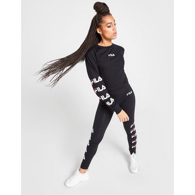 Fila Repeat Logo Long Sleeve Crop Top