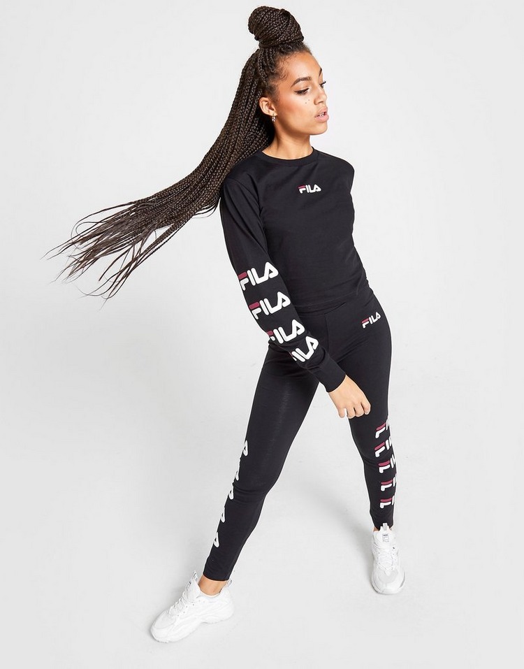 Fila Repeat Logo Long Sleeve Crop Top