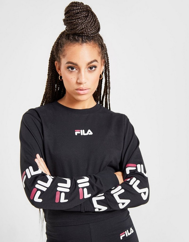 Fila Repeat Logo Long Sleeve Crop Top