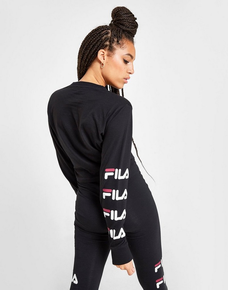 Fila Repeat Logo Long Sleeve Crop Top
