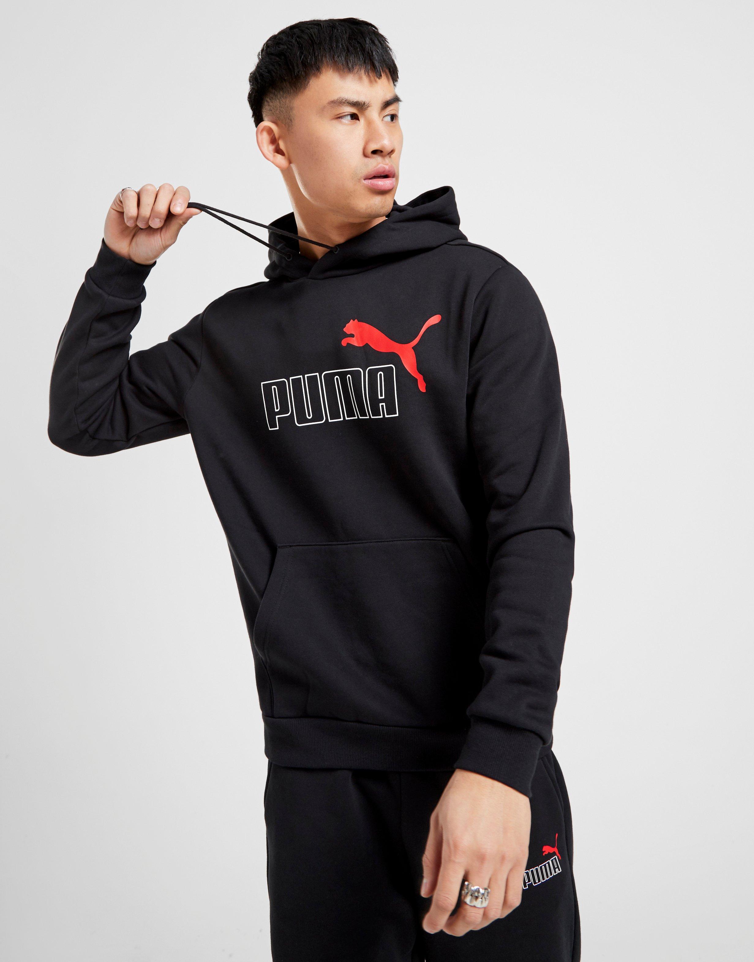 Black PUMA Core Logo Overhead Hoodie Heren