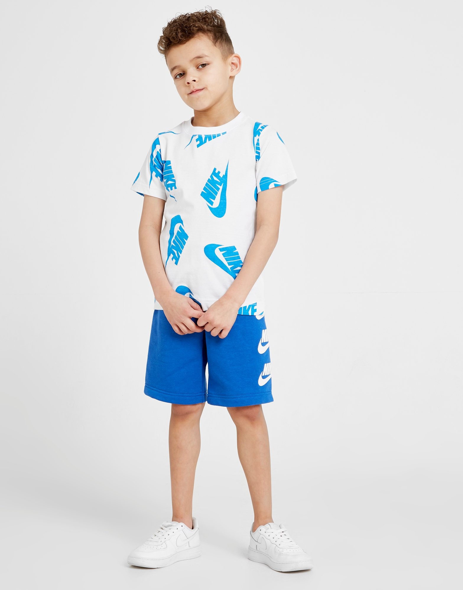 Buy White Nike All Over Print T-Shirt/Shorts Set Children | JD Sports ...