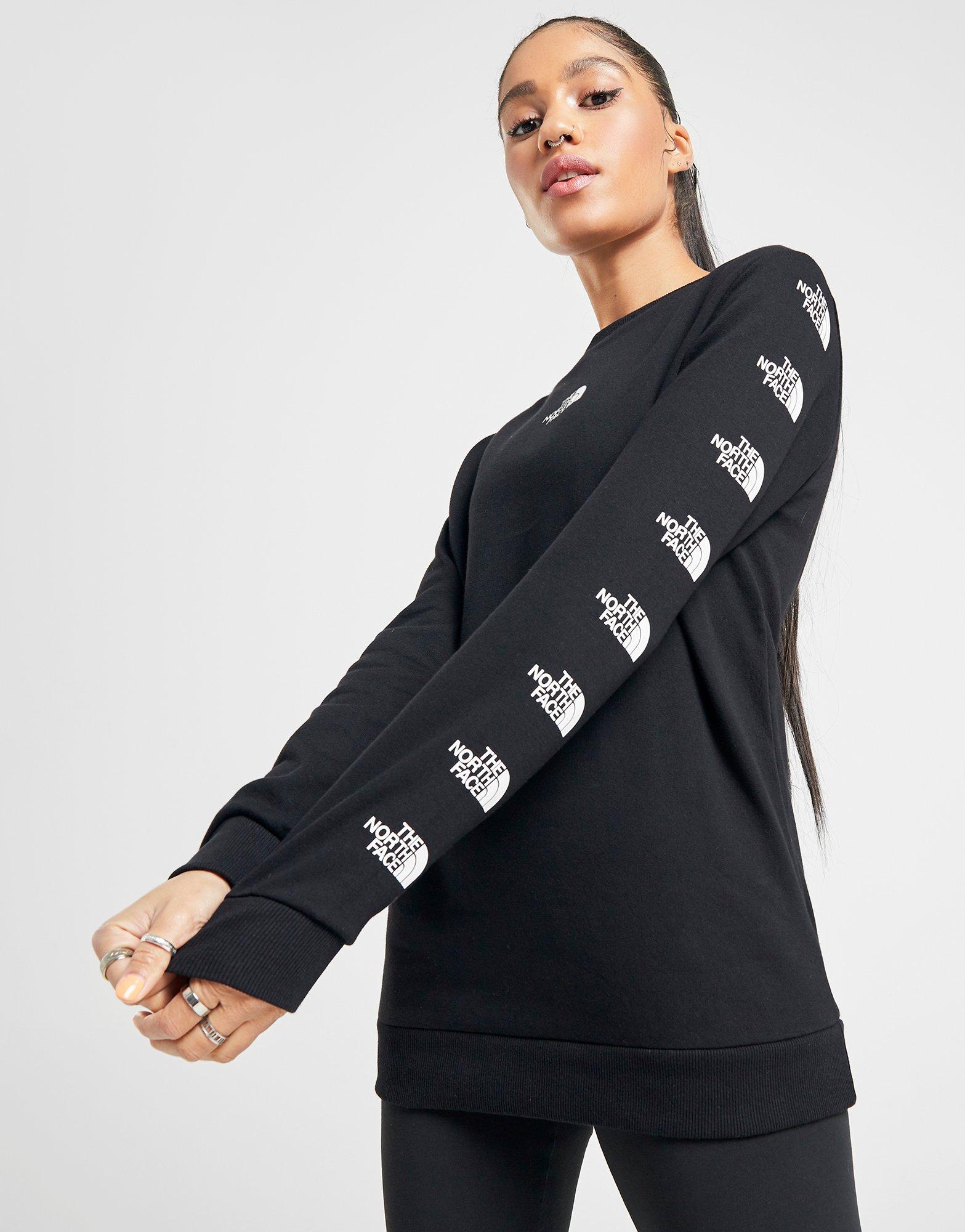 the north face logo sleeve crew sweatshirt