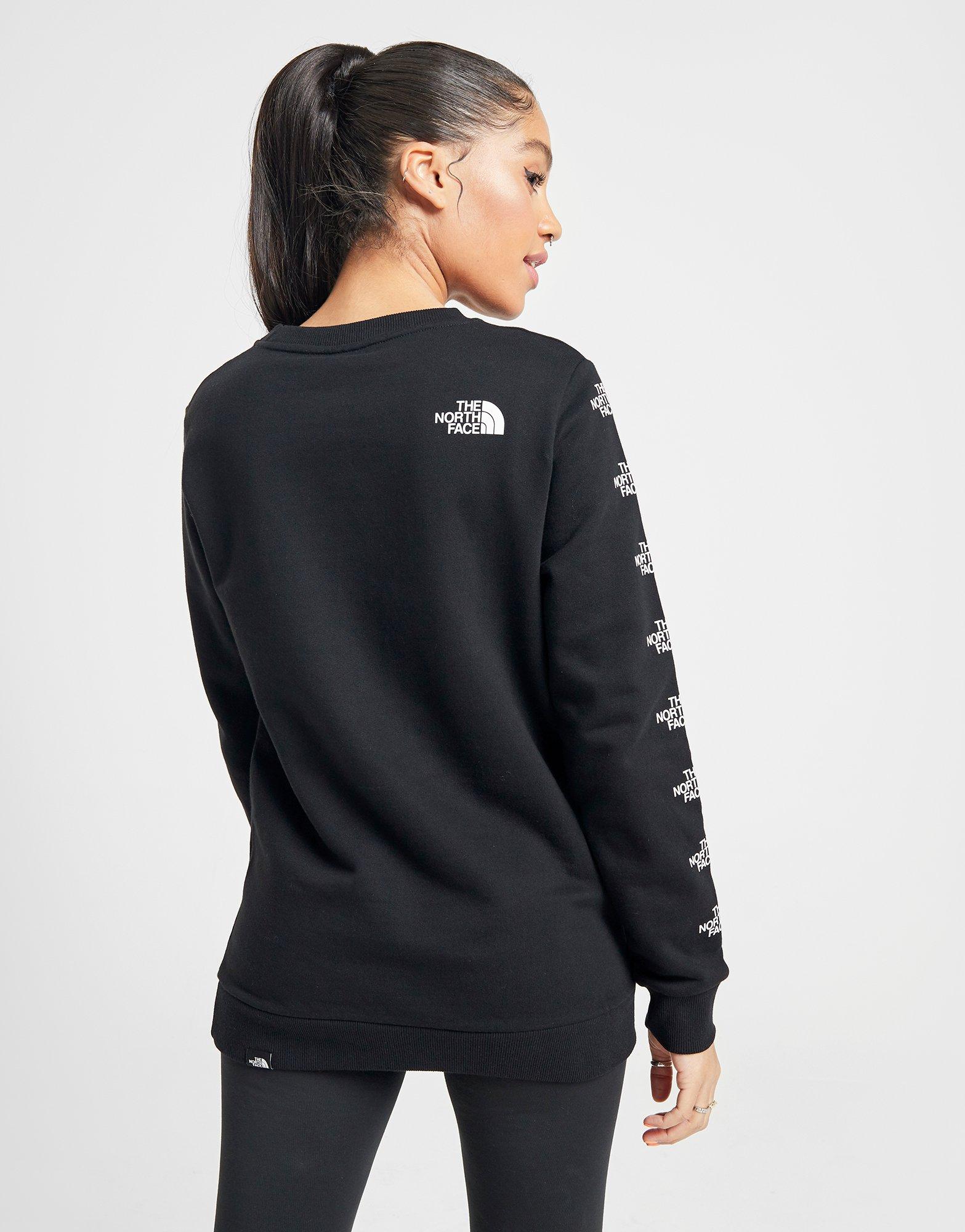 the north face logo sleeve crew sweatshirt