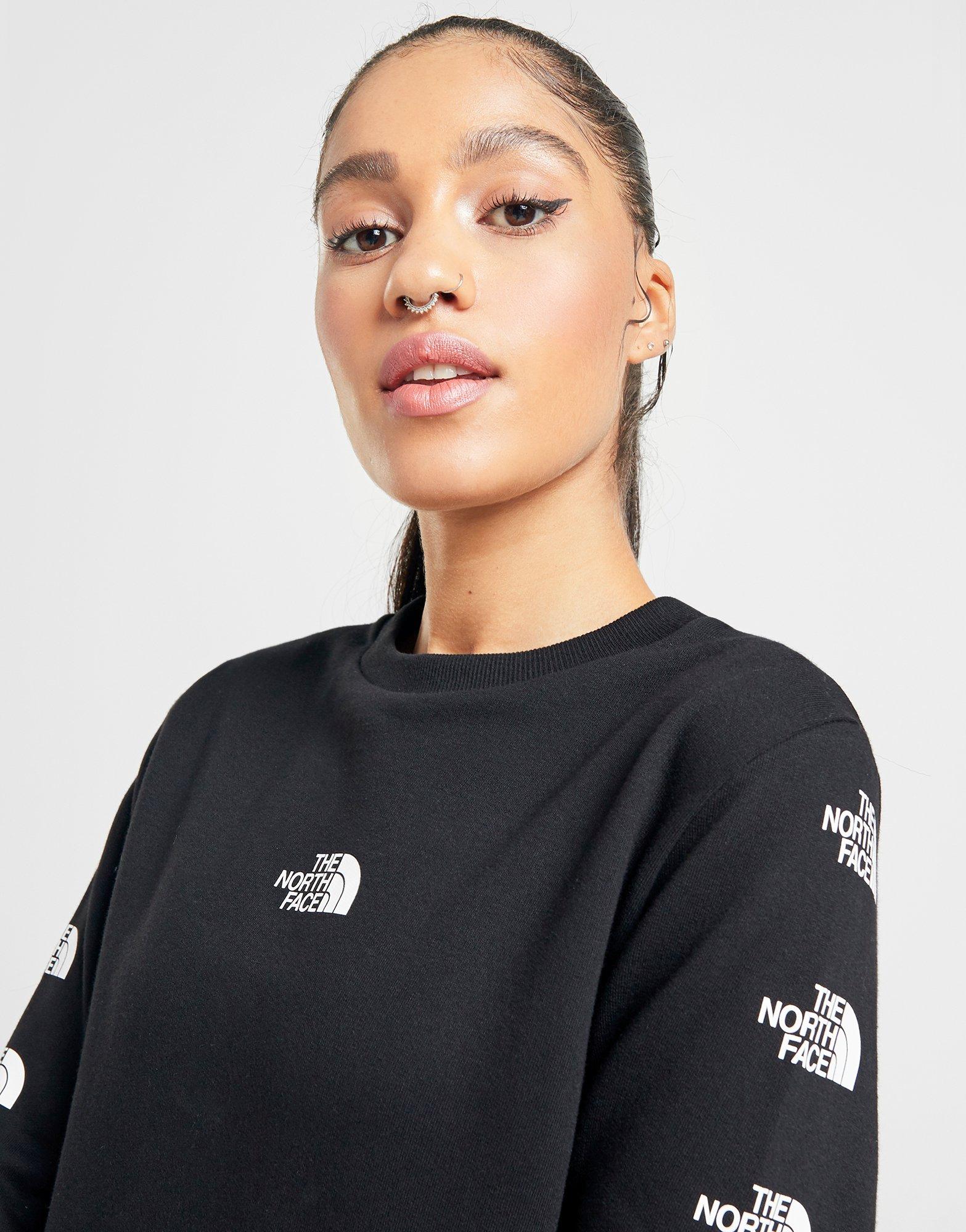 the north face logo sleeve crew sweatshirt