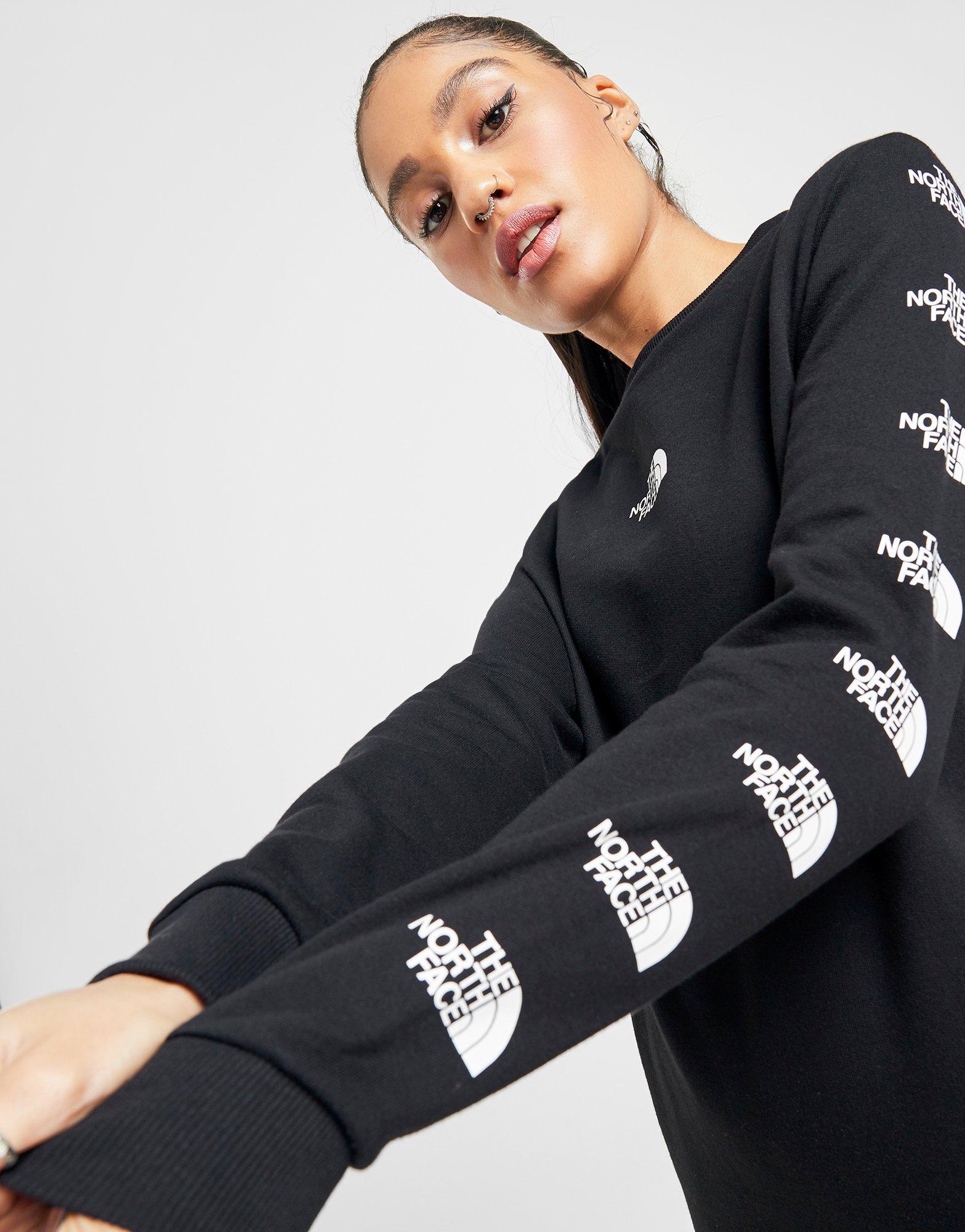 the north face logo sleeve crew sweatshirt