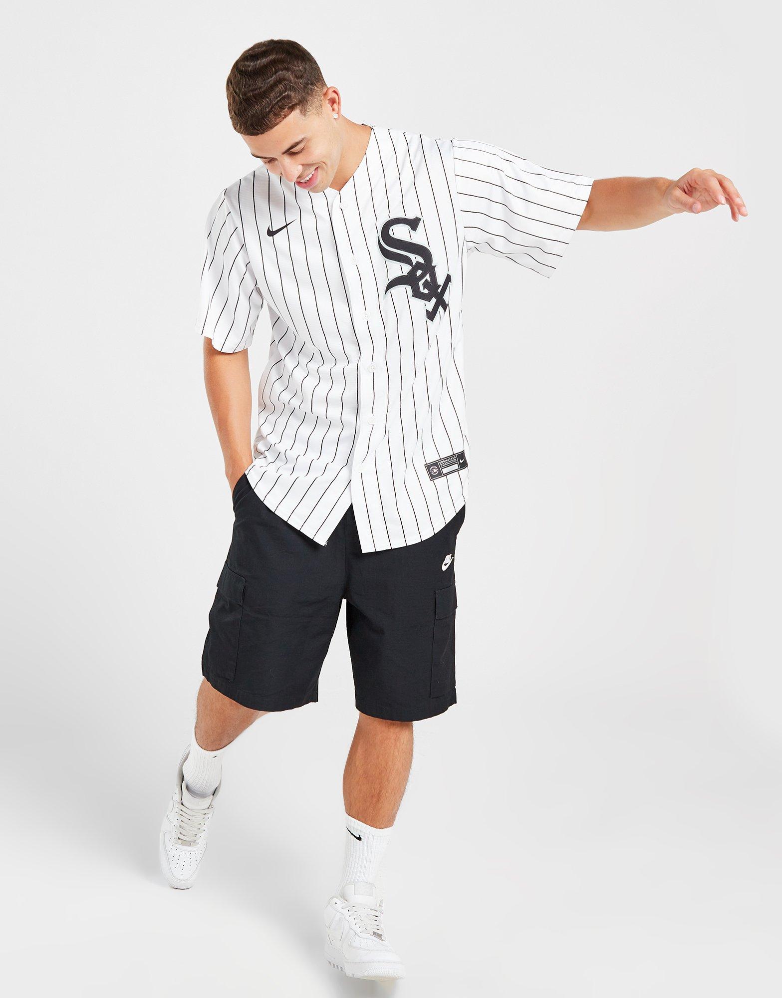 Nike Men's Chicago White Sox Striped Polo - Black - L (Large)