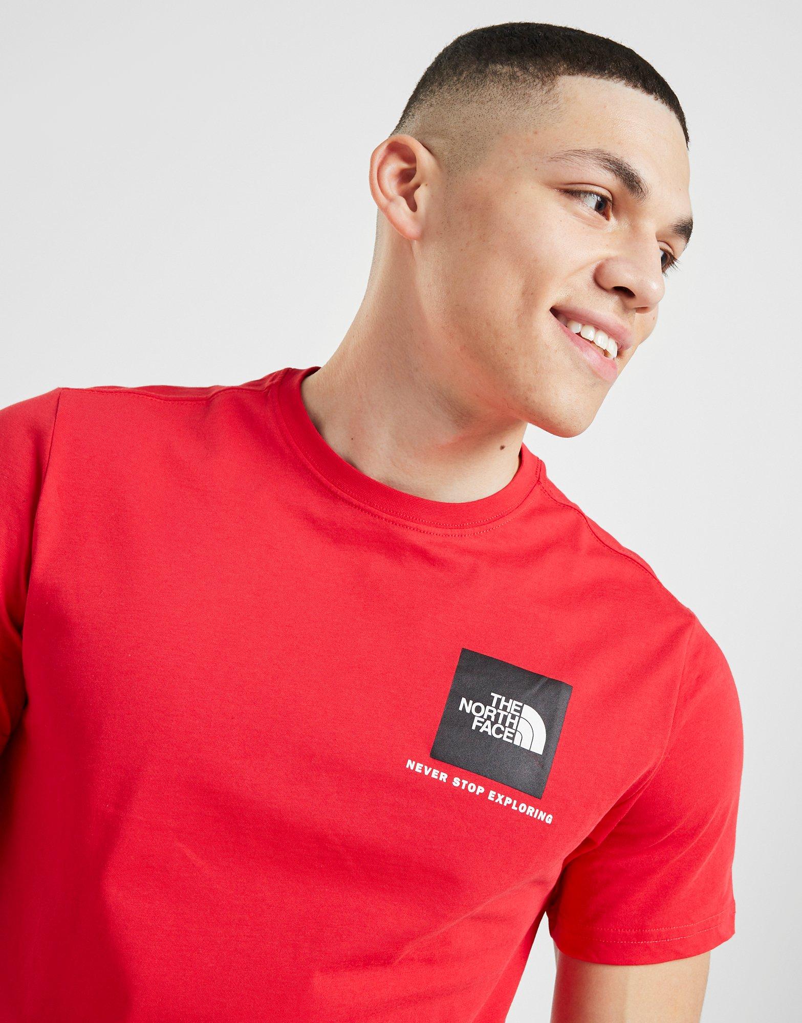 north face t shirt red