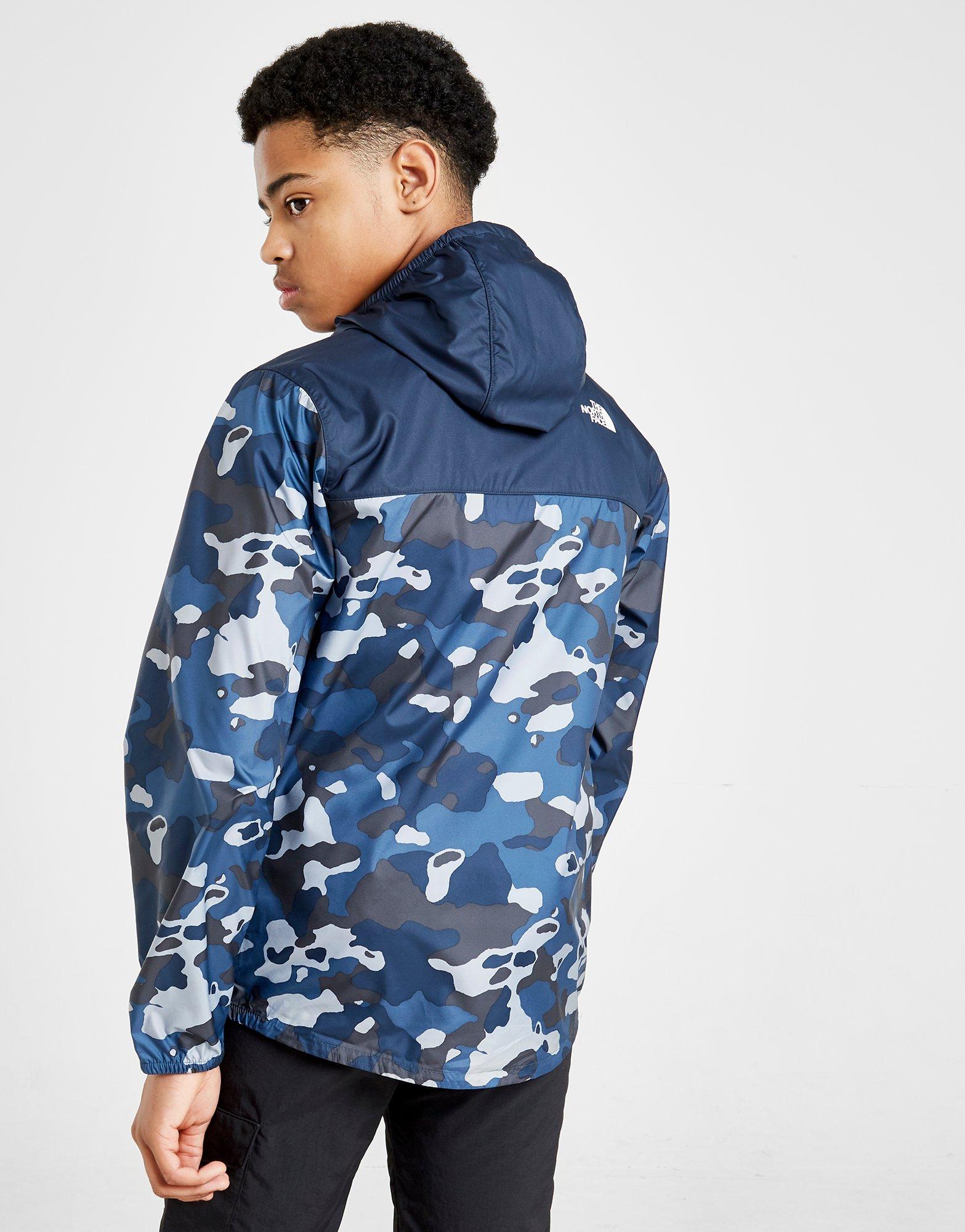 blue camo north face jacket